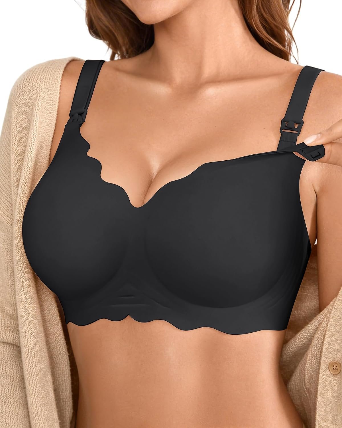 DEANGELMON Maternity Nursing Bra for Women Breastfeeding – Jelly Pregnancy Pumping Breast Feeding Seamless Bras with Support