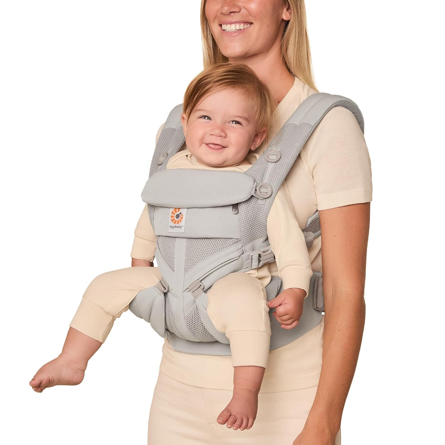 Ergobaby Omni Classic Baby Carrier for Newborn to Toddlers 0-48 Months (7-45 lbs) – 4-Position Breathable Mesh Baby Carrier with Ergonomic Support – Pearl Grey