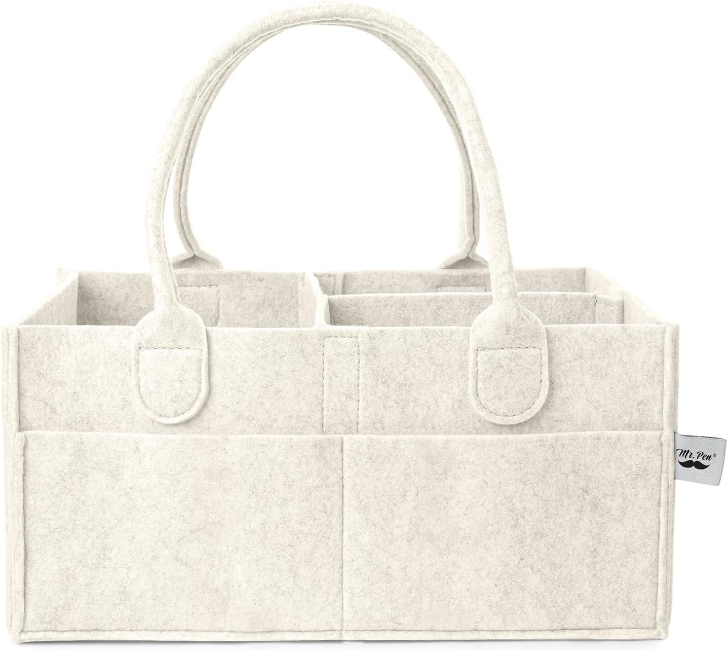 Mr. Pen- Baby Diaper Caddy Organizer, Beige, Medium, Nursery Storage Bin and Car Organizer for Diapers and Baby Wipes
