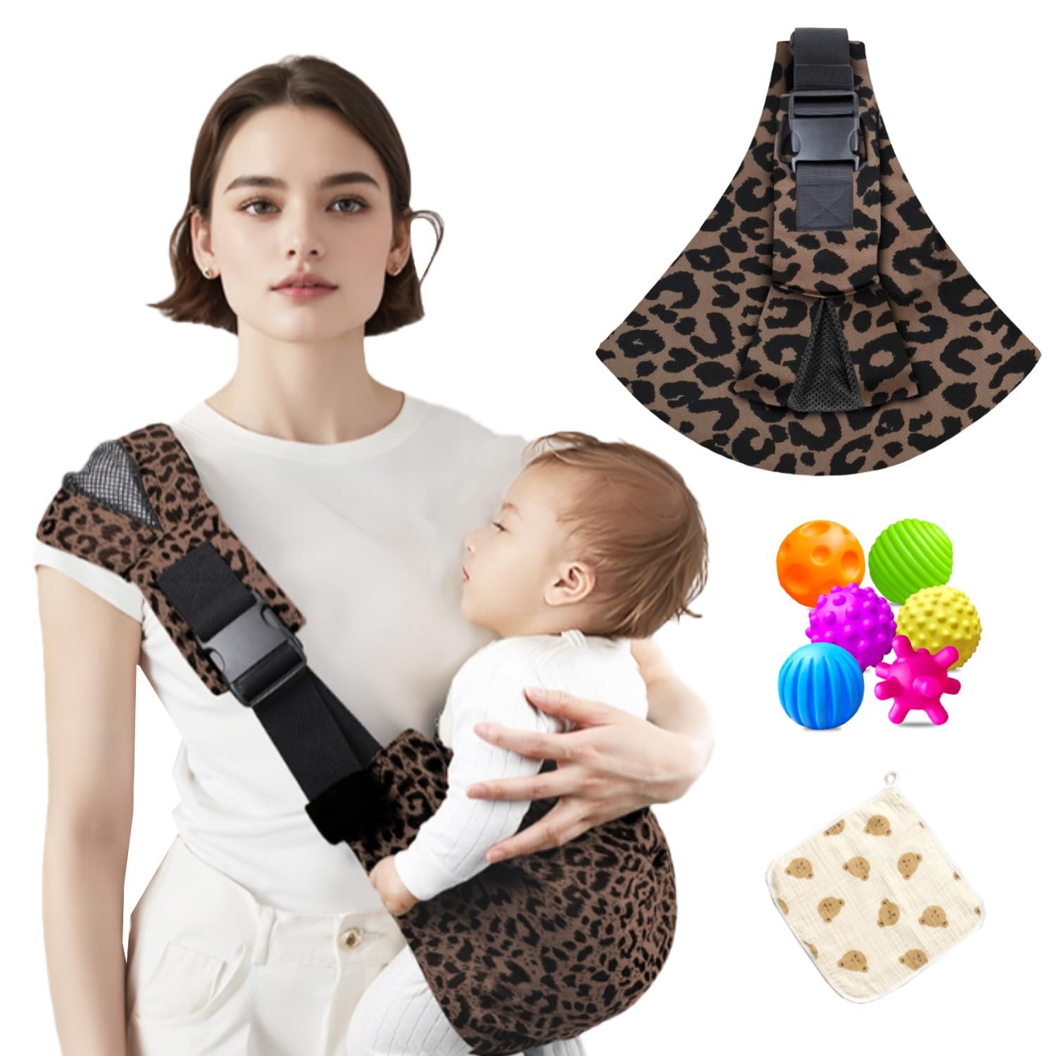 Baby Sling Carrier Hip Seat for Moms, Cotton Non-Slipk | Wide thick padded straps & dual buckles, fits all family, light foldable, great for shopping, travel, camping & daily walks