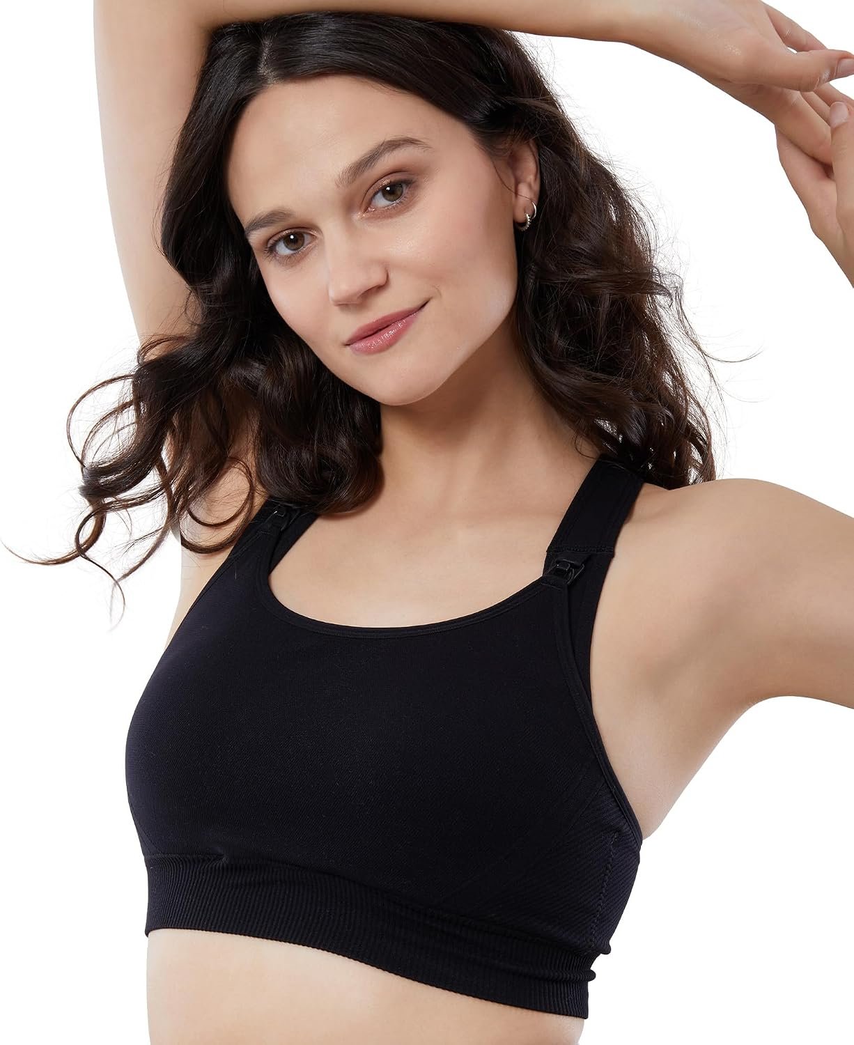 Ingrid & Isabel Basics – Medium Impact Nursing Sports Bra – Seamless Nursing Sports Bras for Breastfeeding
