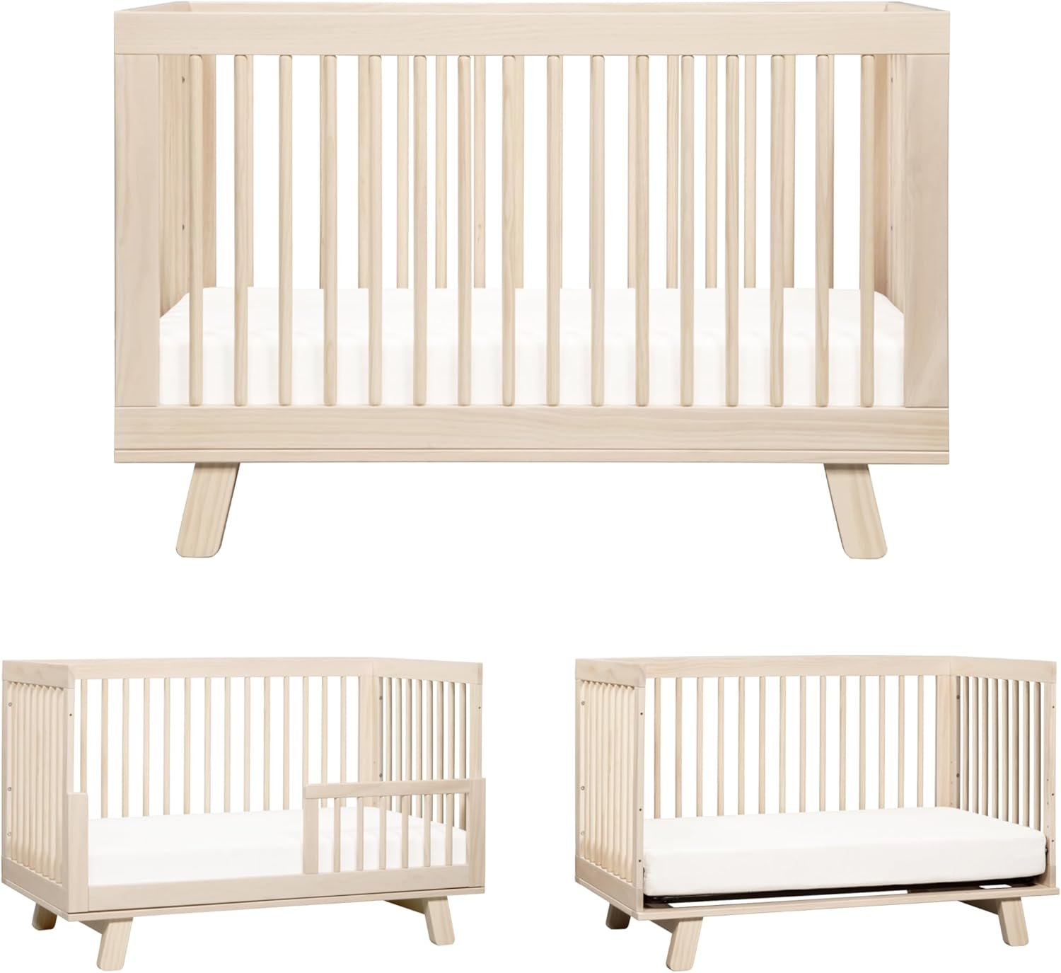 Babyletto Hudson 3-in-1 Convertible Baby Crib – GREENGUARD Gold Certified – Convertible Crib to Toddler Bed and Daybed – Baby Bed with 4 Adjustable Heights – Wooden Crib – Washed Natural