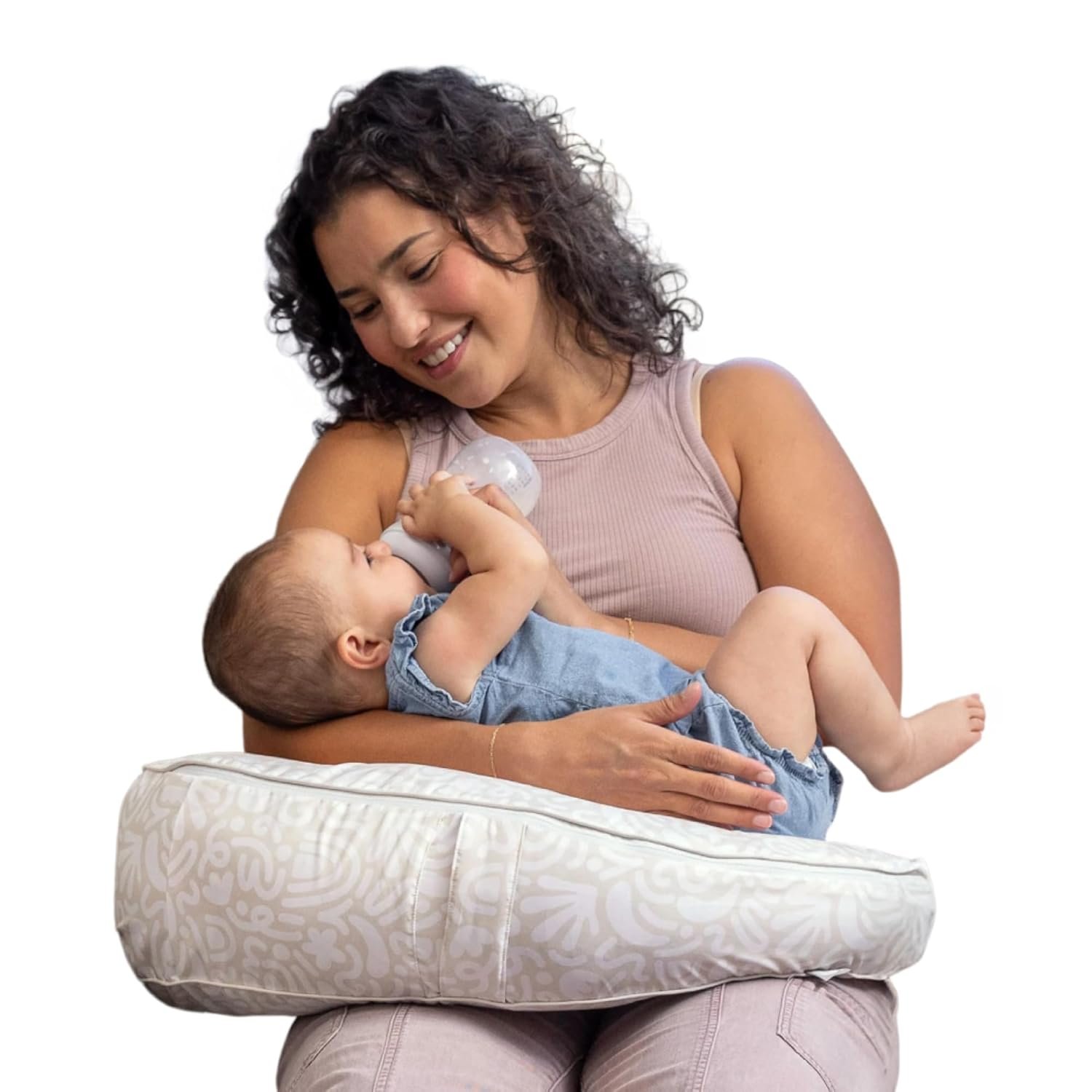 Boppy Uplift Nursing Pillow – Wedge Bottle & Breastfeeding Pillow to Reduce Spit-Up and Reflux Symptoms, with Body-Inclusive Opening and Belt, Baby Safety Alliance Verified – Cream Retro Squiggles
