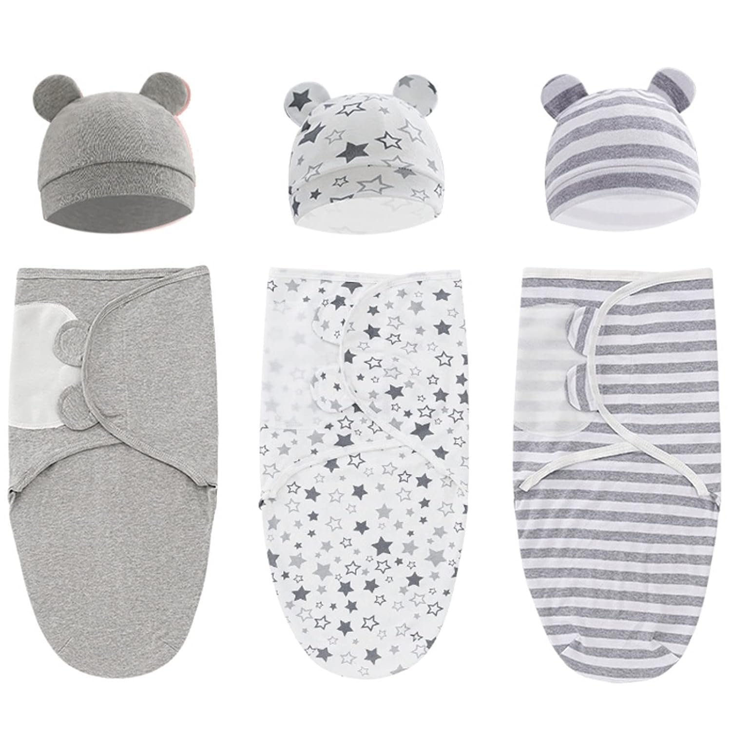 3-Pack Organic Baby Swaddle Sleep Sacks – Newborn Swaddle Sack – Ergonomic Baby Swaddles 0-3 Months (Grey)