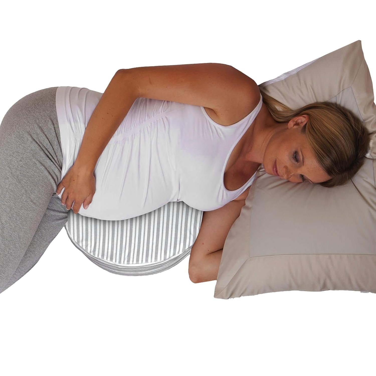 Boppy Wedge Pregnancy Pillow – Compact Support Wedge Maternity Pillow for Back, Knees, Pelvic Floor at Home, Office & Travel with Washable Knit Cover – Gray Modern Stripe
