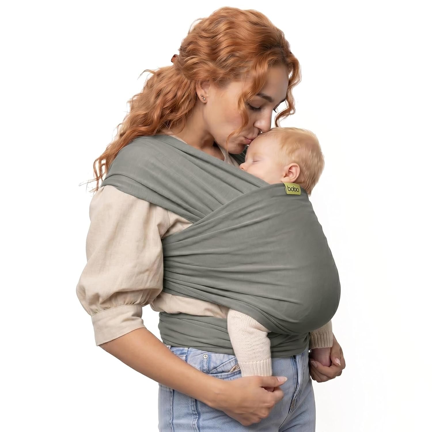 Boba Baby Wrap Carrier – Original Baby Sling Carrier for Newborns (7–35 lbs), Soft, Secure, Hands-Free & Ergonomic, Ideal for Comfortable Bonding, New Parents (Grey)
