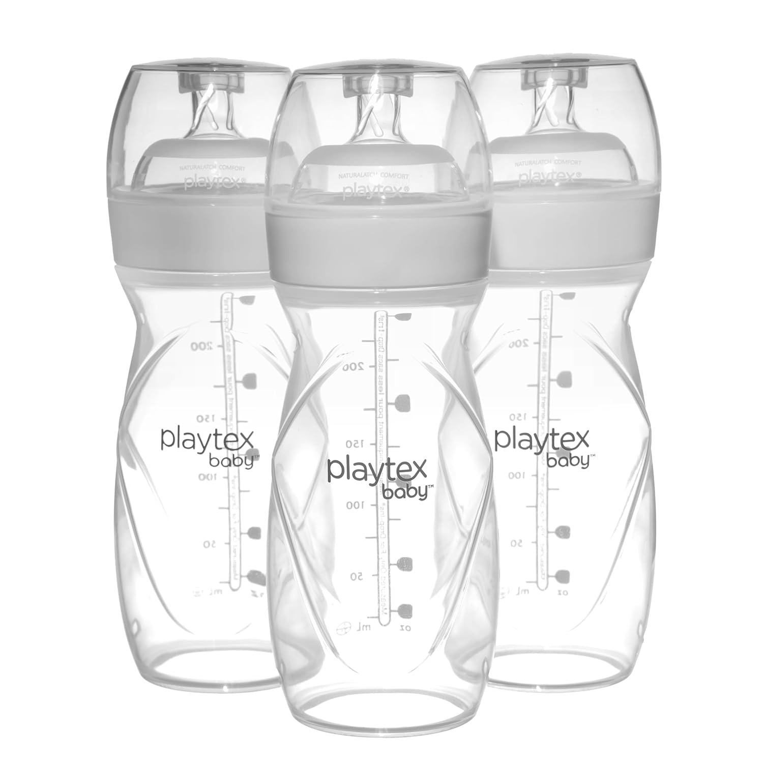 Playtex Baby Anti-Colic Nurser Bottle with Pre-Sterilized Disposable Drop-Ins Liners, 8 Oz Bottles (3 Count), Bottles for Newborn and Breastfeeding Babies, Feeding Essentials
