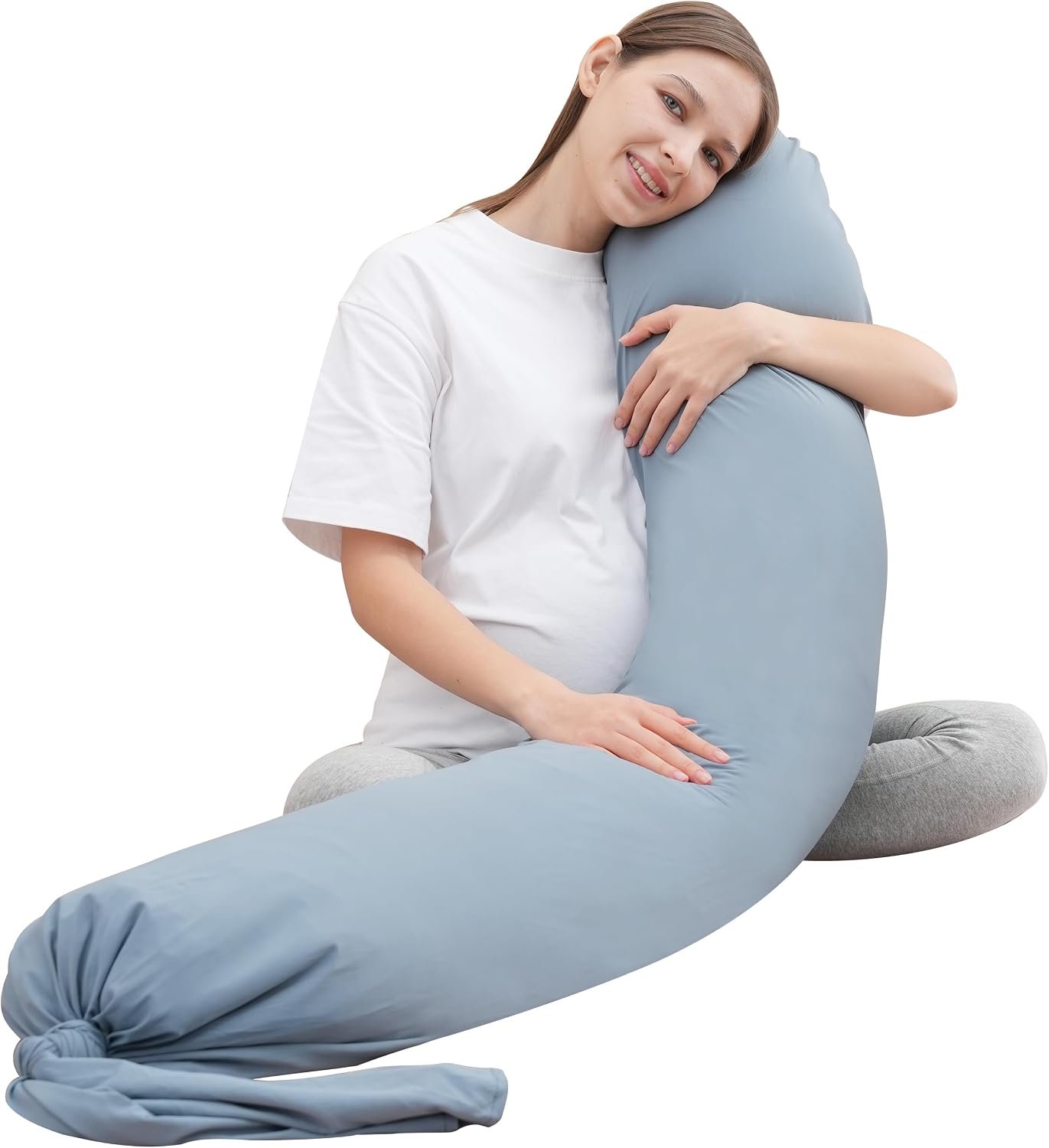 MOON PARK Pregnancy Pillow – Incredibly Smooth and Soft Cooling Cover I Shaped Full Body Maternity Pillow with Removable Cover – Support for Side, Back, Legs, Belly, HIPS – Grey