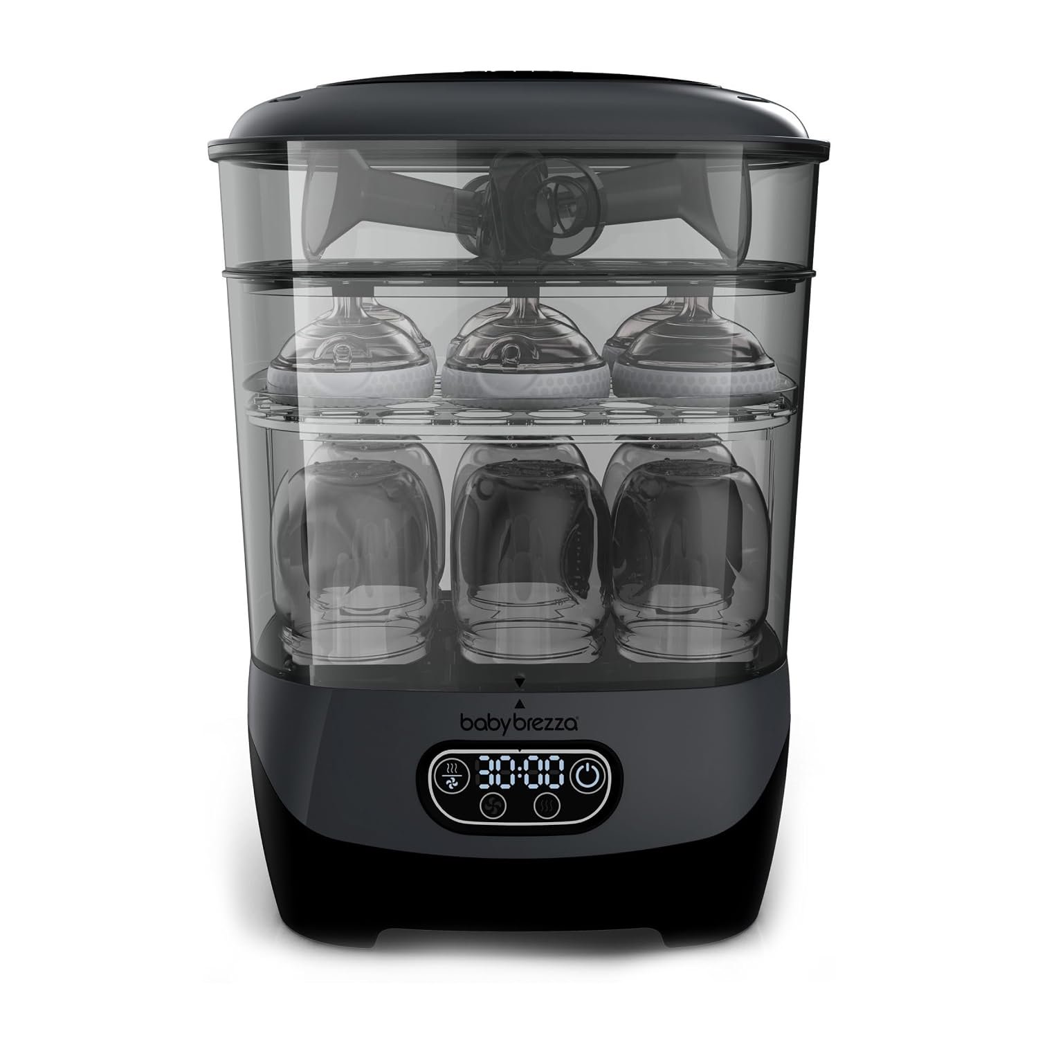 Baby Brezza Bottle Sterilizer and Dryer Advanced – 33% Faster – Largest Capacity Steam Sanitizer – Universal Sterilization Machine for All Bottles + Pump Parts – HEPA Air Filter, Charcoal