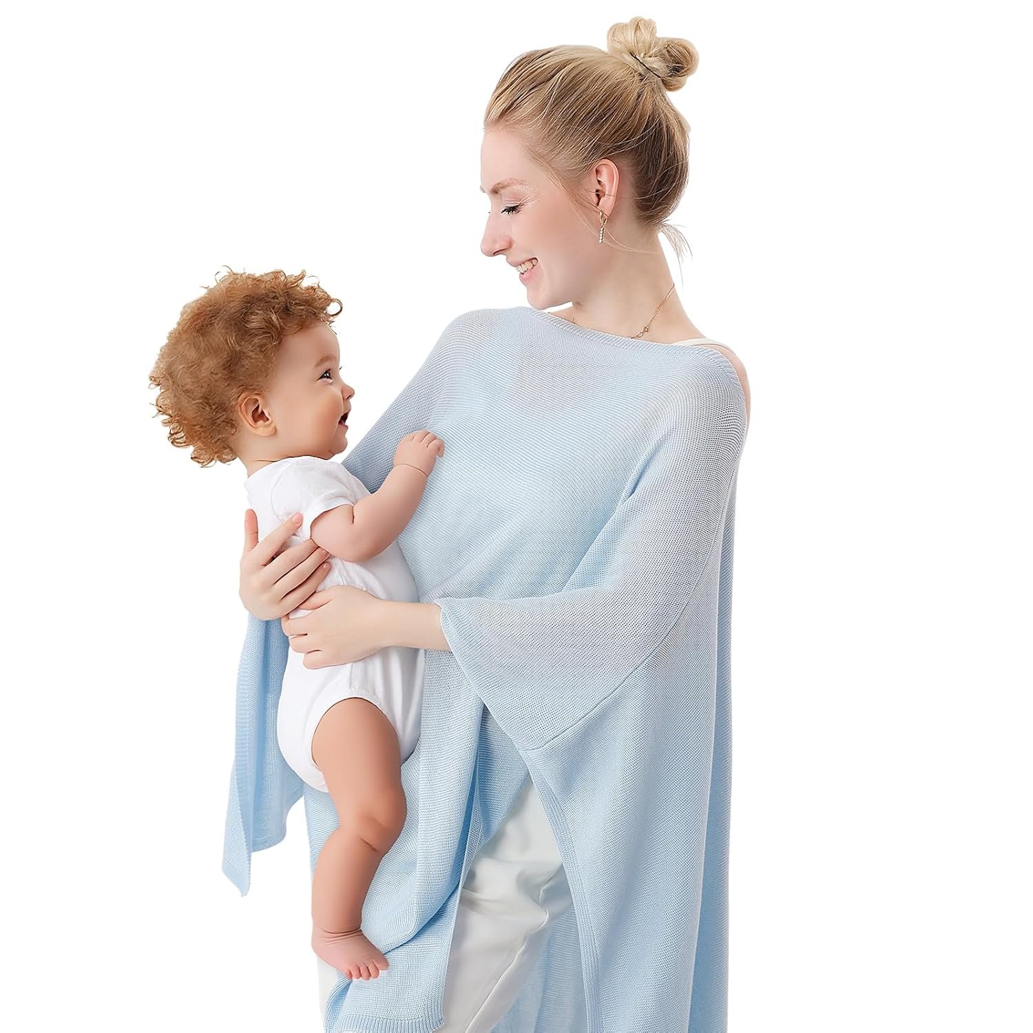 Nursing Cover for Breastfeeding – Soft & Breathable Lyocell Nursing Poncho for Mom, Lightweight Breastfeeding Cover, 360° Privacy Nursing Shawl for Travel & Pumping, Includes Laundry Bag