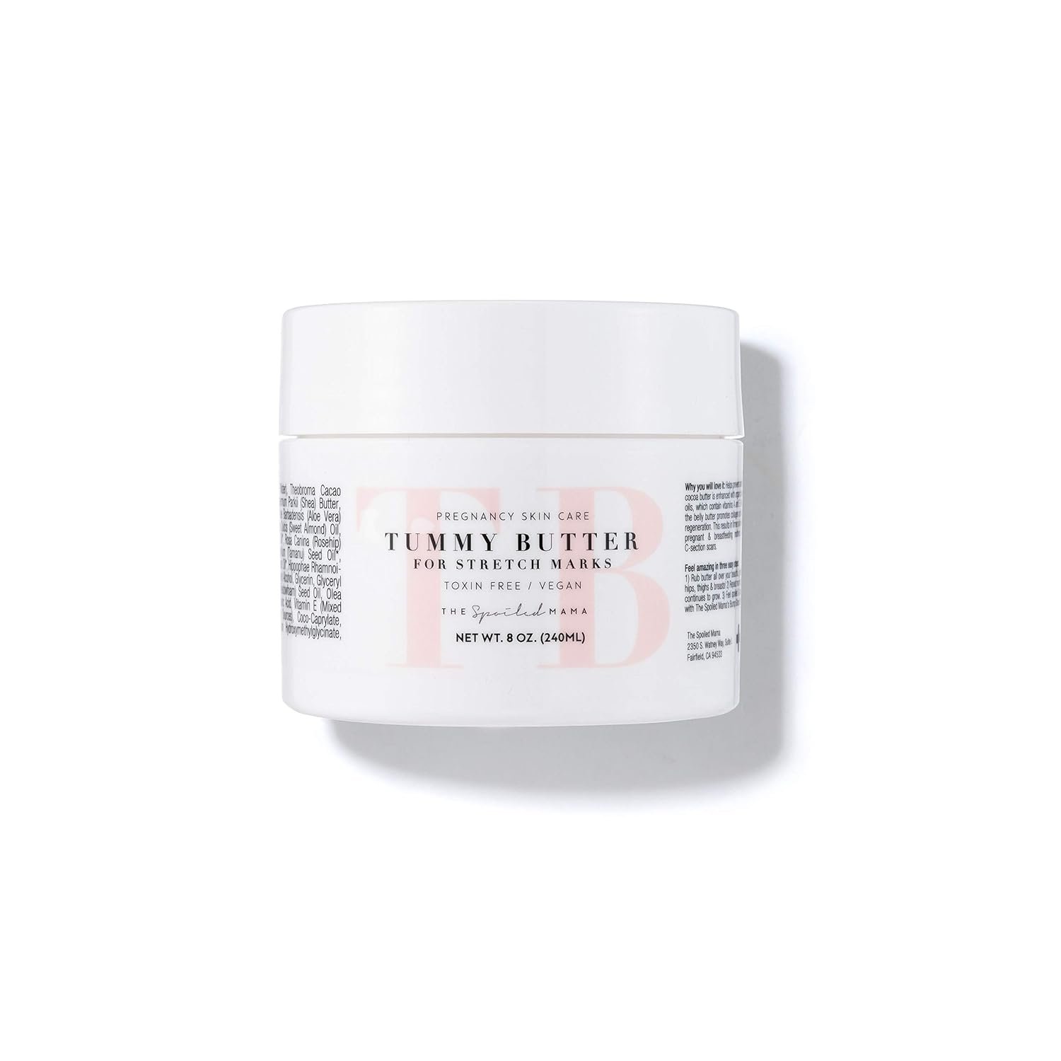 The Spoiled Mama Tummy Butter Stretch Mark Prevention Cream | Safe for Pregnancy | Non-Toxic | Vegan | Made in USA | OBGYN Formulated | Hydrating Body Cream Butter Lotion