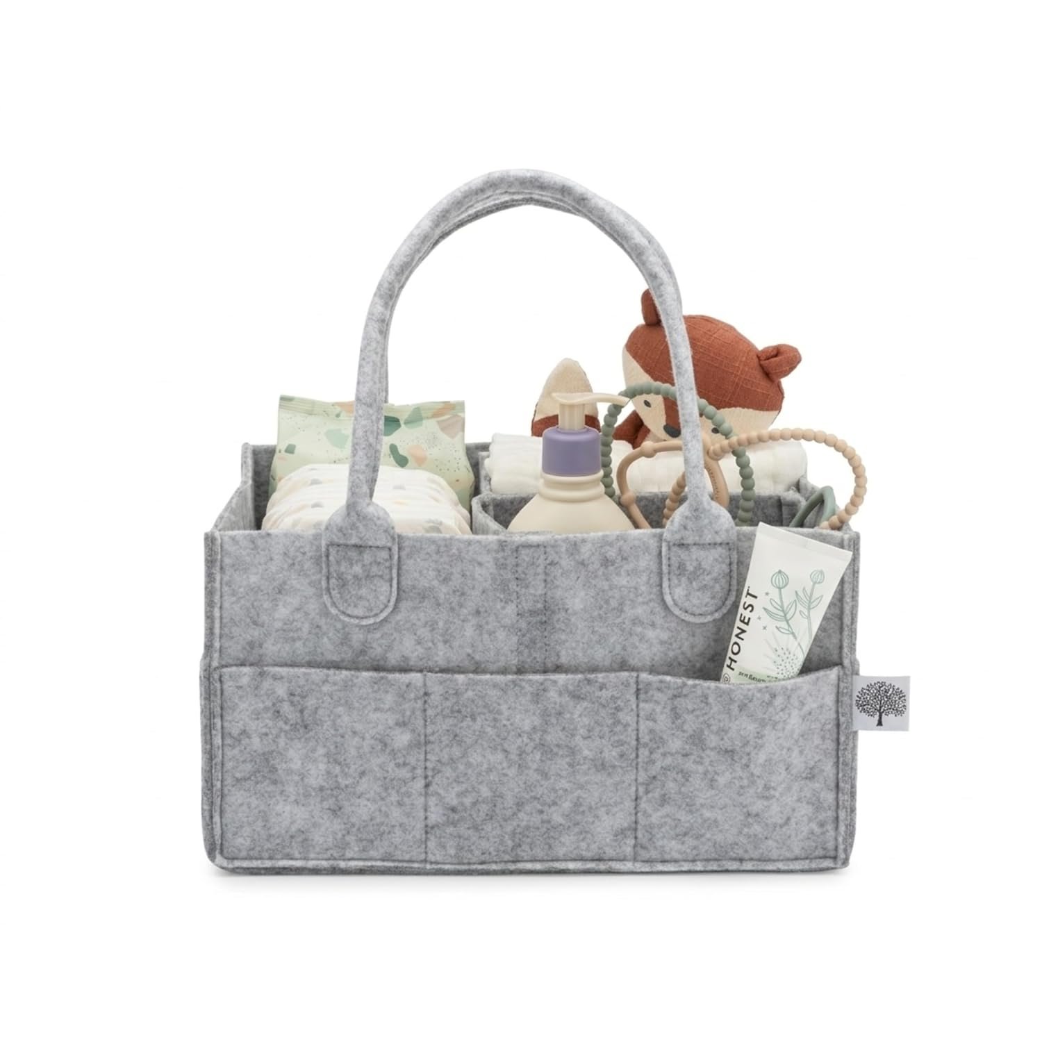 Parker Baby Diaper Caddy – Nursery Storage Bin and Car Organizer for Diapers and Baby Wipes – Gray, Regular