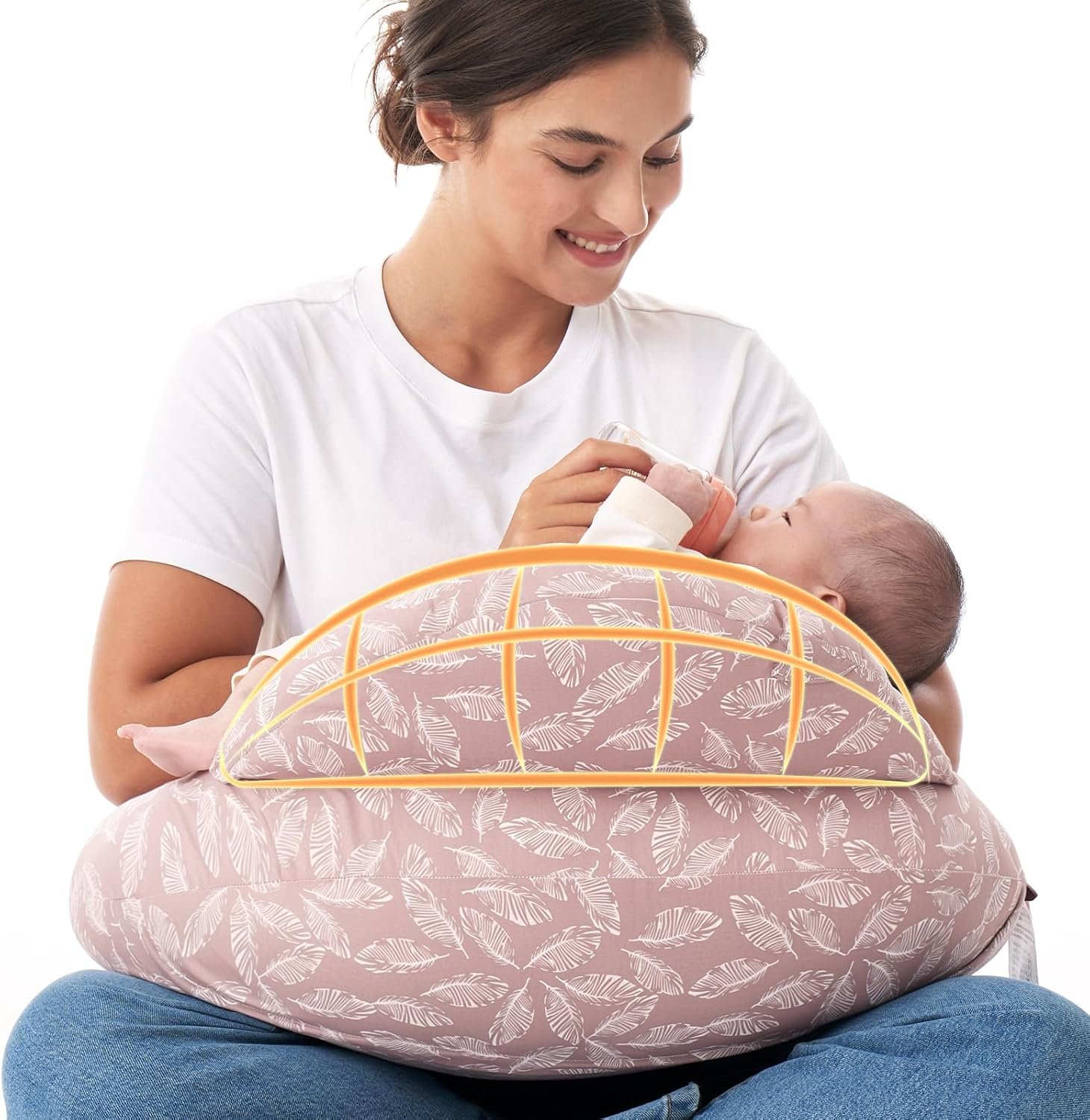 Momcozy Original Nursing Pillow for Breastfeeding-Innovative Safety Guard – Wider Feeding Pillows for More Support for Mom & Baby- Easier Nursing & Hand Free- Fit for All, Removable Cotton Cover