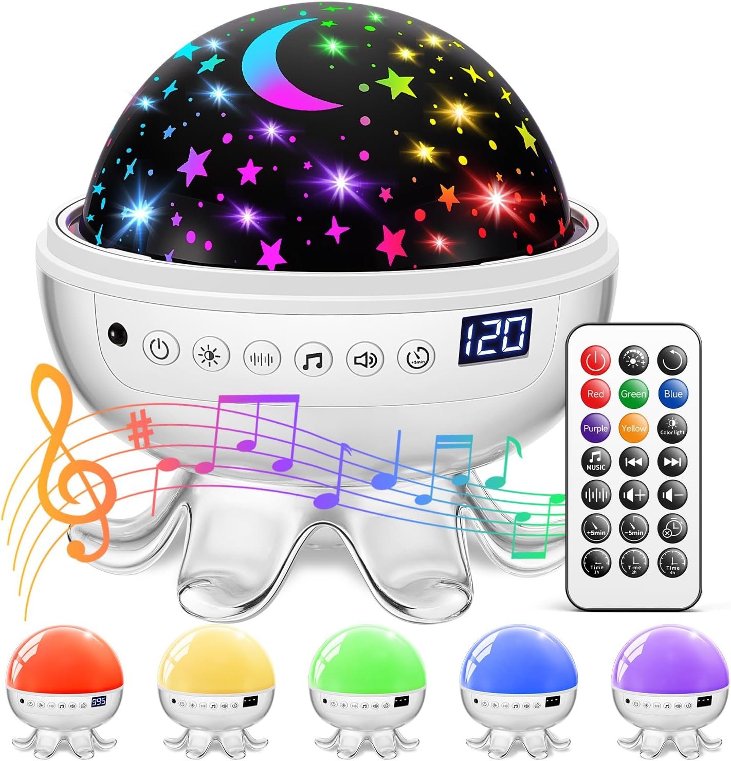 Baby Sound Machine Baby Night Light Projector with Star, 30 Soothing Sounds White Noise Machine for Sleep, 31 Color | 4 Films Sleep Trainer, Remote+Timer+3 Brightness Sensory Light for Autism Toys