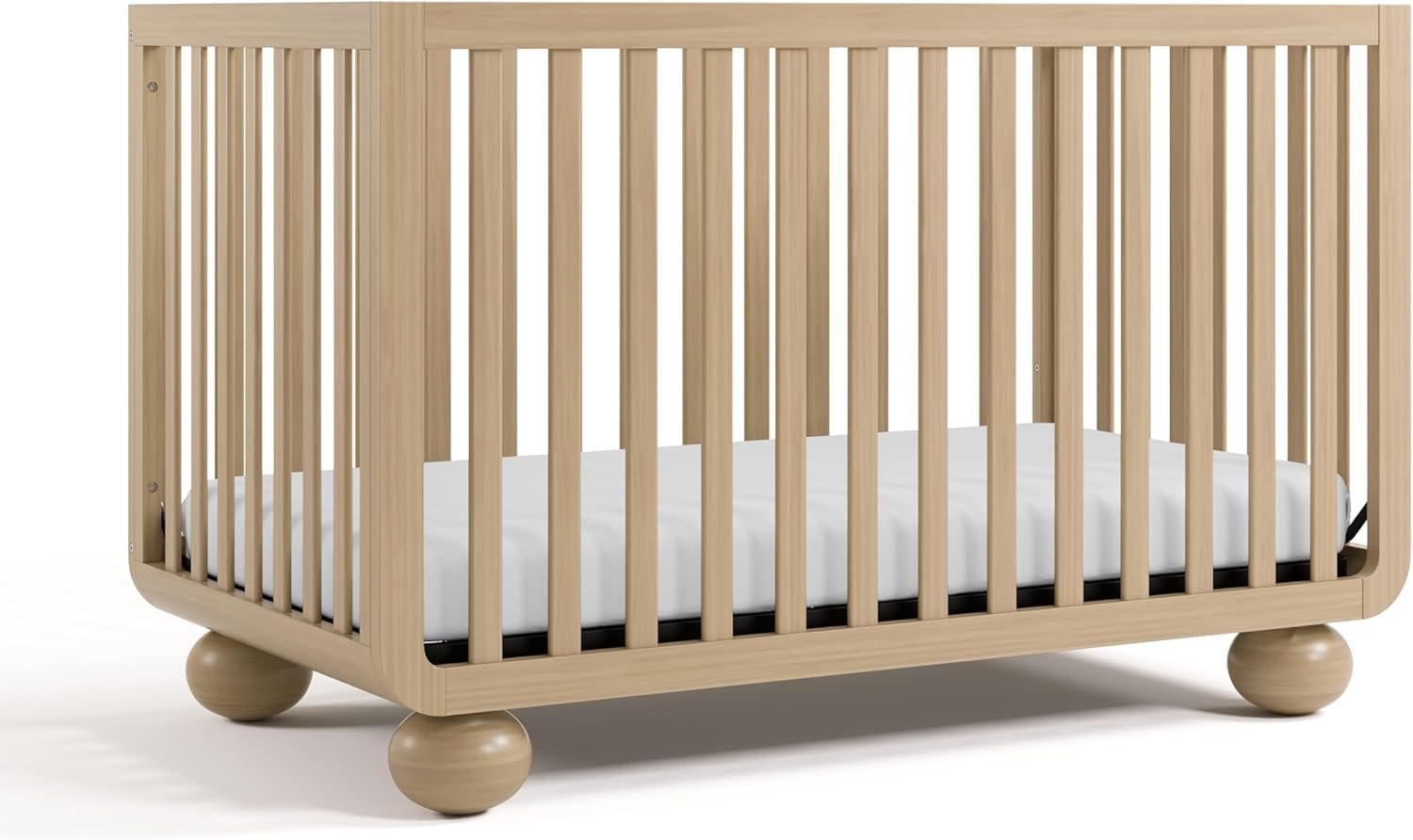 Storkcraft Amalfi 5-in-1 Convertible Crib with Toddler Guardrail – GREENGUARD Gold Certified, Conversion Kit Included, Fits Baby Crib Mattress, Converts to Full Bed (Driftwood)