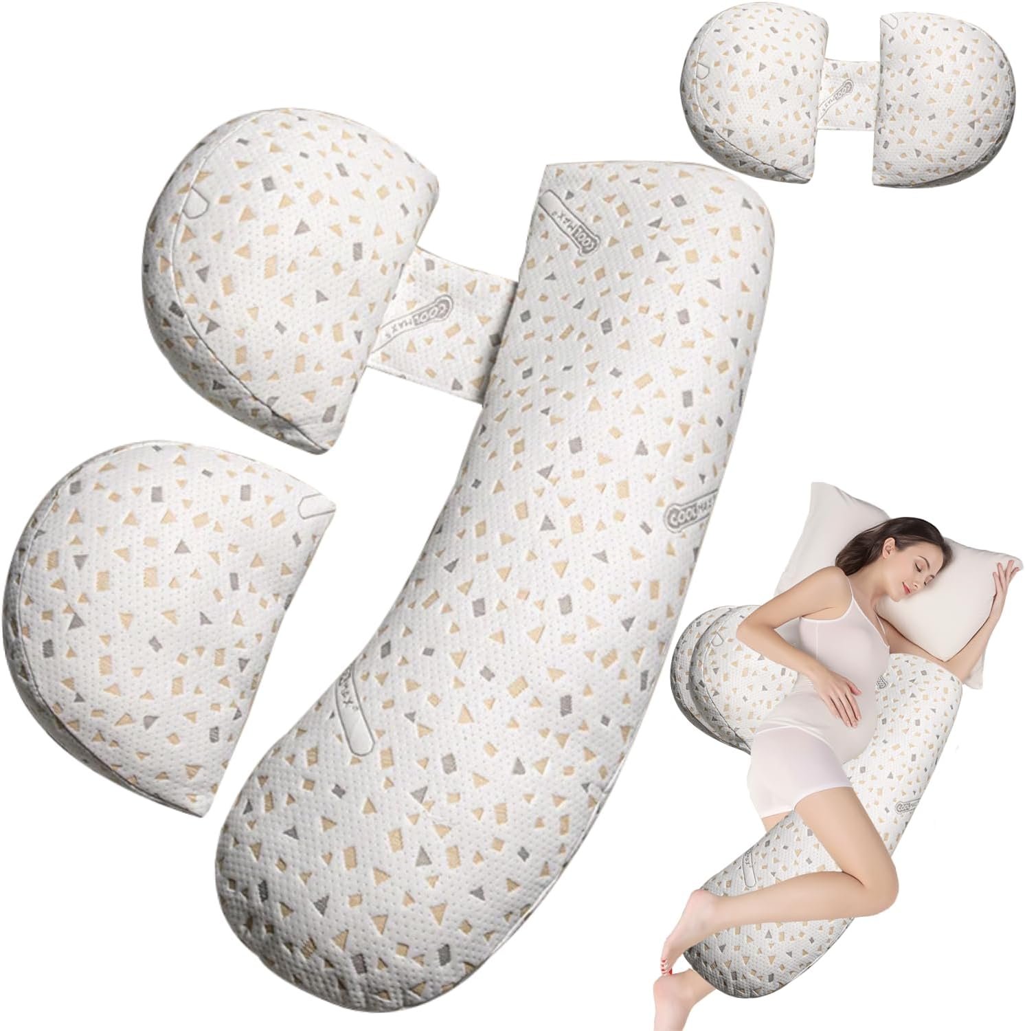 Pregnancy Pillow for Women – Maternity Pillow for Back Pain Relief & Full Body Support, Soft Sleeping Pillow with Removable Cover for Side Sleepers and Pregnancy