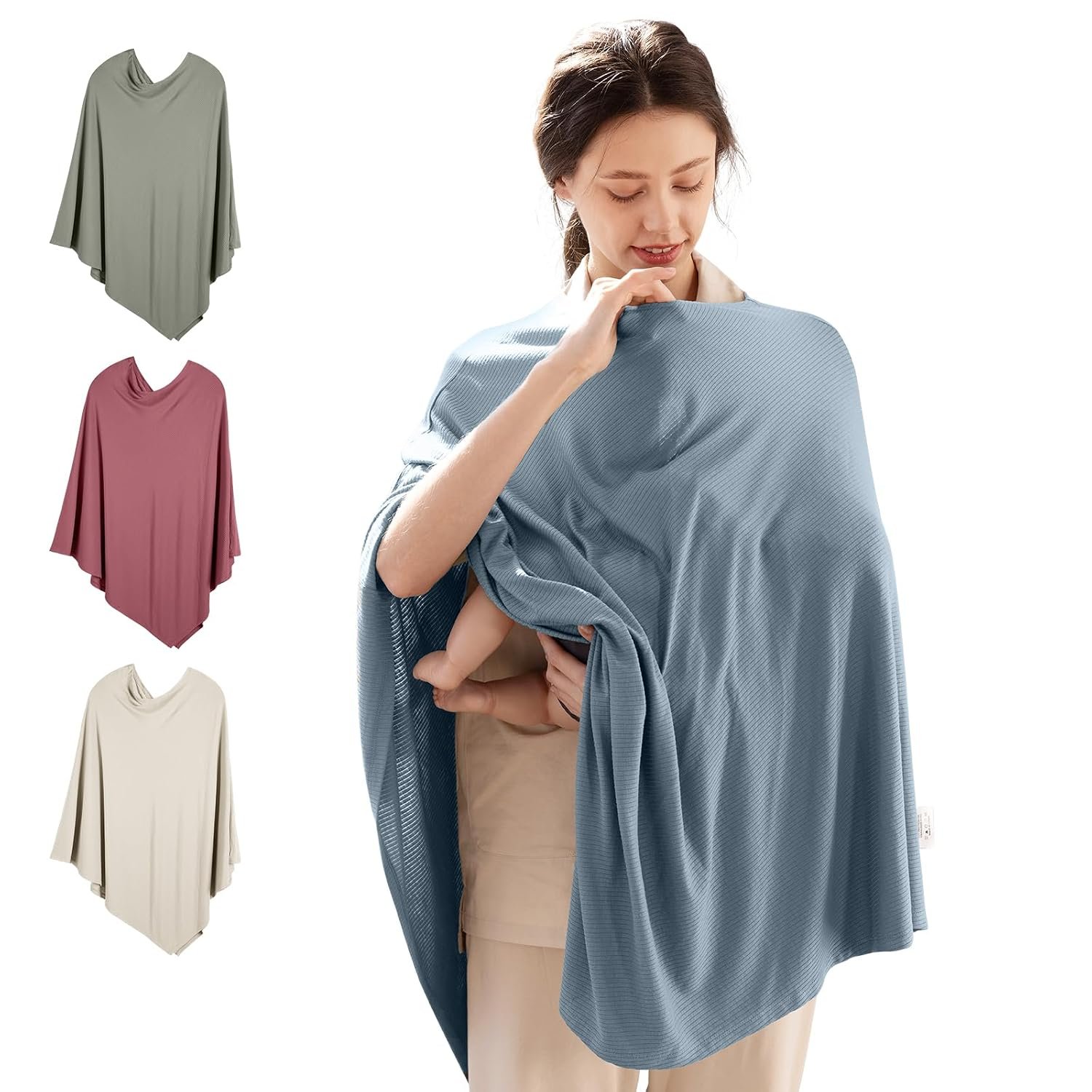 BubblePanda Rayon Made from Bamboo Nursing Cover for Baby Breastfeeding,360° Full Privacy Soft & Breathable Breastfeeding Covers Up for Women,Machine Washable Nursing Shawl,Stretchy Carseat Cover