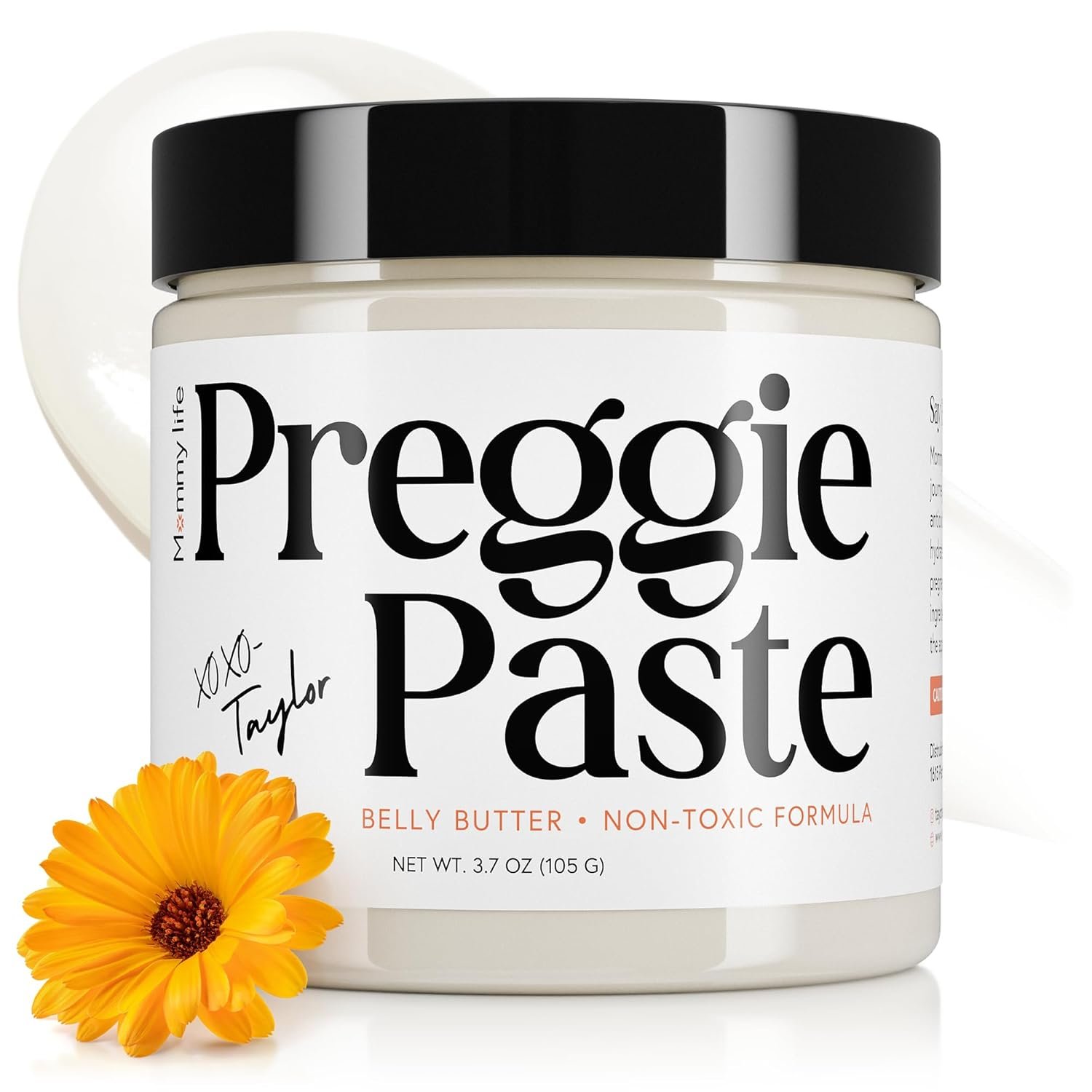 MOMMY LIFE Preggie Paste Belly Butter – Stretch Mark Cream for Pregnancy & Postpartum | Non Toxic Oil Based Moisturizing Cream with Manuka Honey & Vitamin E – 3.7oz