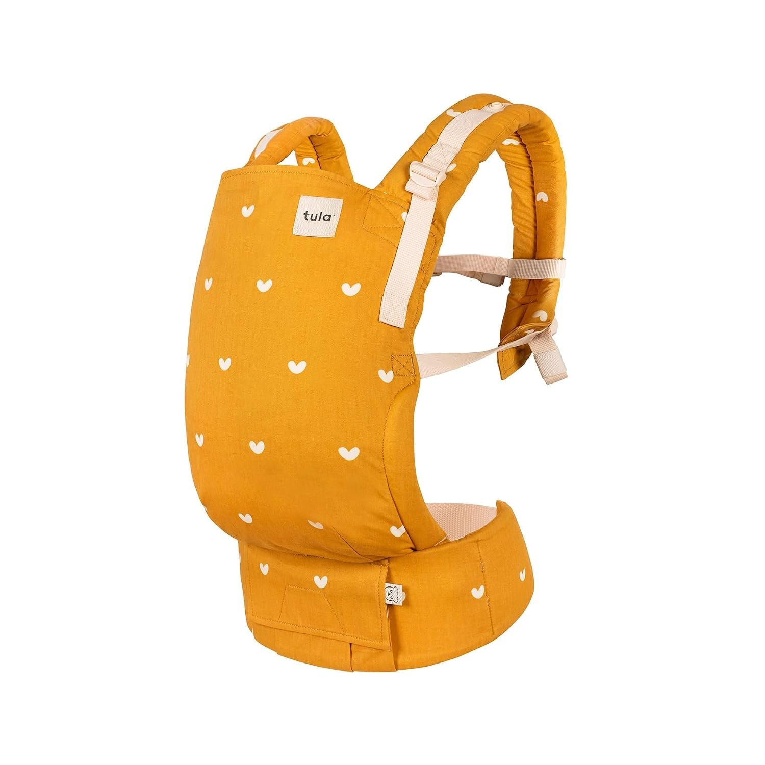 Baby Tula Cotton Free-to-Grow Baby Carrier – Adjustable, Comfortable, Newborn to Toddler Carrier – Ergonomic Fit for 7lbs to 45lbs – Back & Front Carry Options – Play (Yellow/Hearts)