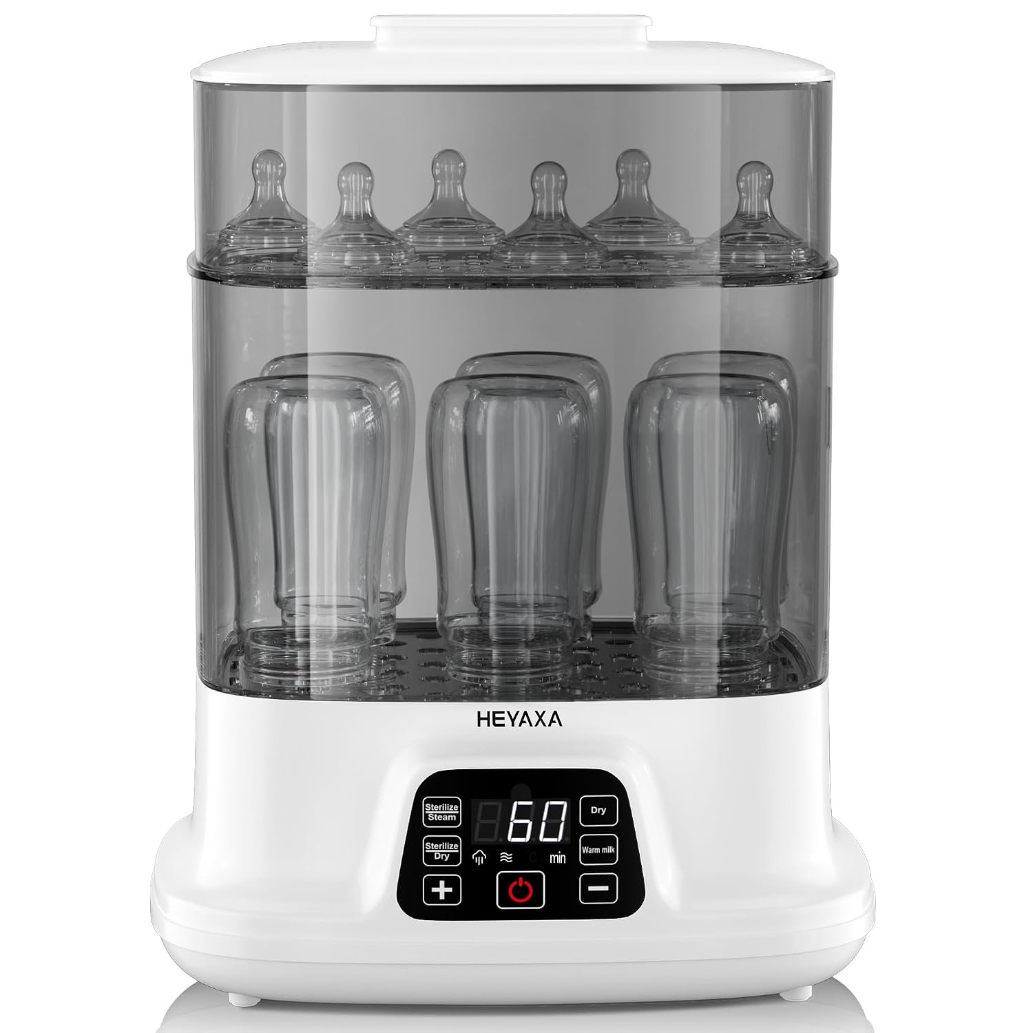 HEYAXA Baby Bottle Steri-lizer and Dryer, 10 Bottles Large Capacity, 4 in 1 Electric Steamer and Dryer for All Bottles, Parts & Baby Essentials, Touch Screen and Auto-Off