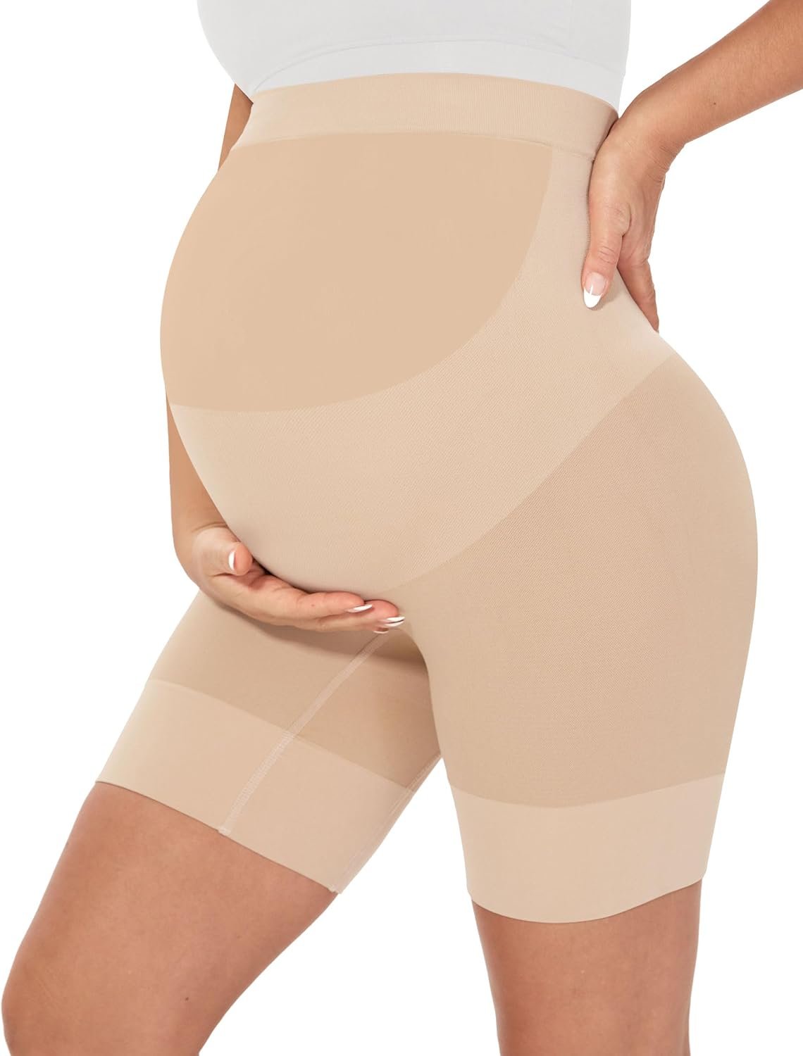 MUSIDORA Seamless Maternity Shapewear – Pregnancy Belly Support, Prevent Thigh Chafing, Baby Shower and Photography S-3XL