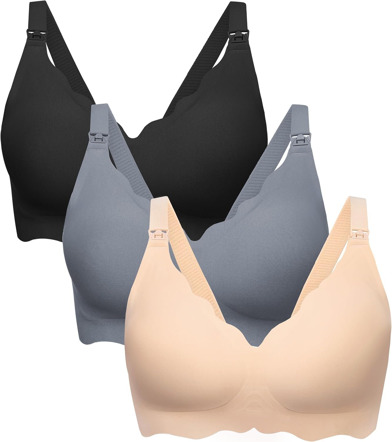 Angelhood Nursing Bras for Breastfeeding Ultra Comfort Seamless Maternity Bra Pack Wireless Pregnancy Bralette Bra Extender