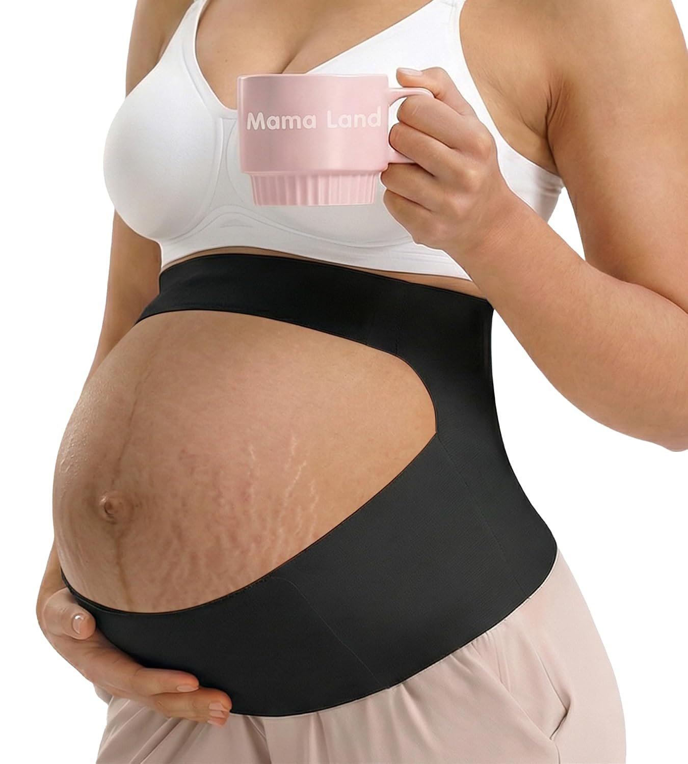 Mama Land “EasySupport One Piece Pregnancy Belly Band, Women Maternity Supports Belt, Back, AB & Pelvic Pain Relief, Trimester Items, Cozy Essential Bump Bellyband Underwear for Moms