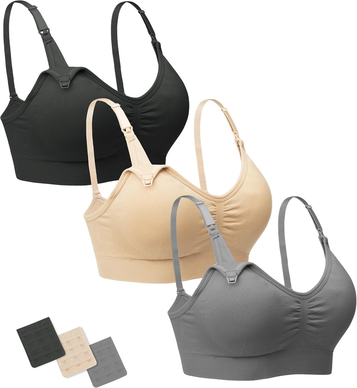 Stelle Nursing Bras Maternity Bra for Breastfeeding Pregnancy Wireless Bralette with Pads, Extenders & Clips