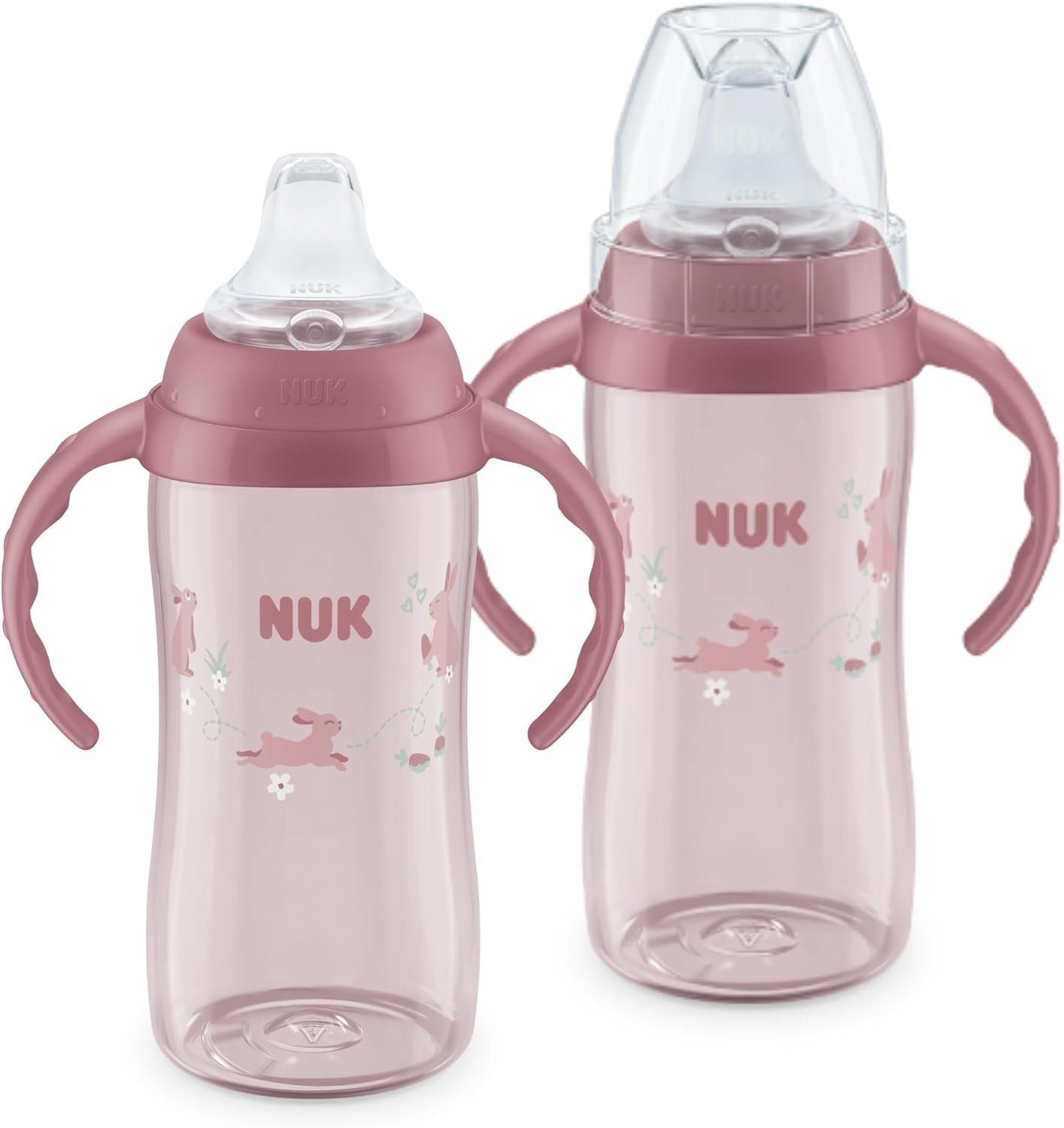 NUK First Choice Large Learner Cup 2.0, 10 oz. Sippy Cup with Handles, Spill Proof, Leak Proof Soft Straw Cup, 2-Pack