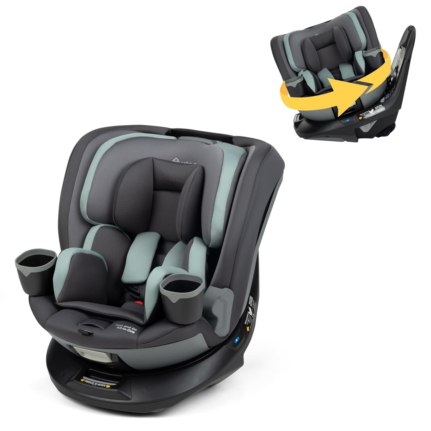 Safety 1st Turn and Go 360 ST 360 Rotating Car Seat, SafetySwivel, SecureTech Installation, All-in-One Convertible Car Seat, 3-in-1 Rear-Facing, Forward-Facing, Booster, 5-100 lbs, Seafoam Mist