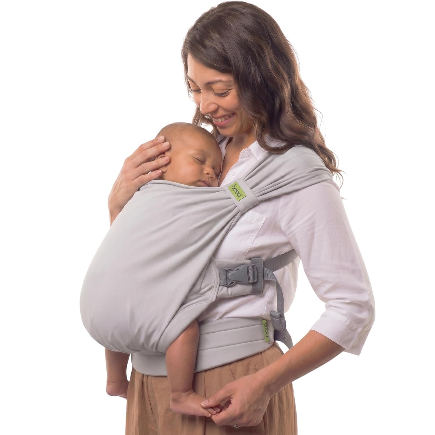 Boba Bliss Pre-Wrapped Baby Carrier with Buckle – Newborn to 7-35 lbs Light, Breathable & Easy to Adjust Hybrid Infant Sling & Toddler Carrier – Certified Hip-Healthy for 0-18 Months – Gray