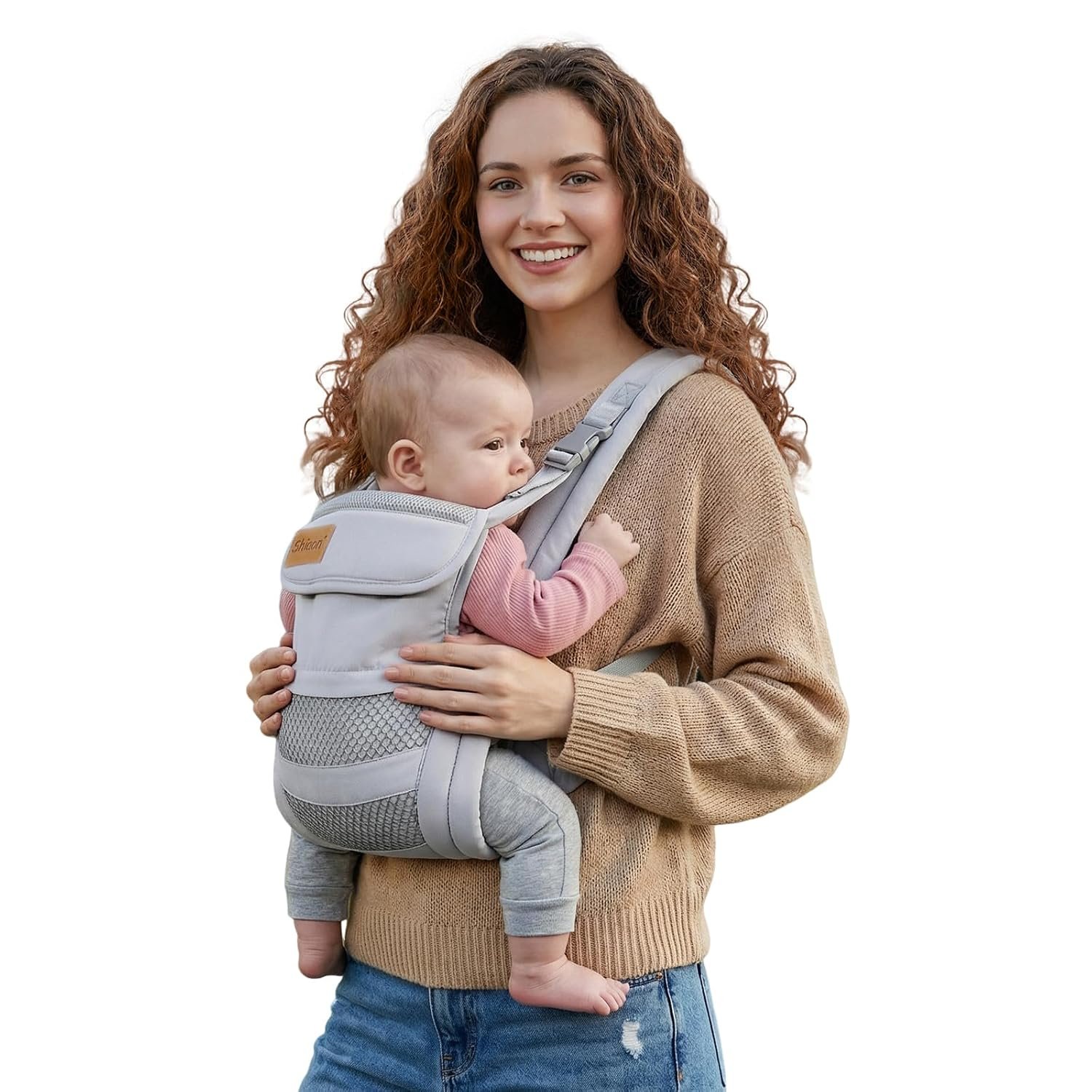 Baby Carrier Newborn to Toddler(8-30lbs), Toddler Carrier with Adjustable Shoulder Strap, Baby Holder Carrier with Breathable Mesh Fabric, Grey