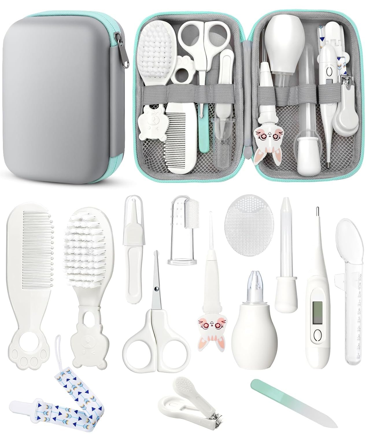 Baby Healthcare and Grooming Kit, Safety Newborn Nursery Baby Care Kit, with Hair Brush Comb, Nail Clipper, Thermometer, Pacifier Clip, Baby Registry Search, Baby Girl Boy Newborn Essentials