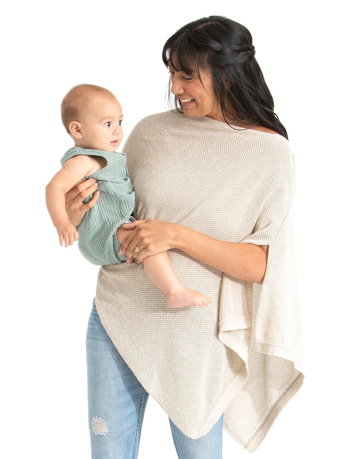 We are Amma | The Cocoon™ – Newborn Essentials Must Haves: Nursing Cover for Breast Feeding Essentials | Nursing Sweater Used as Breastfeeding Cover (Natural, One Size)