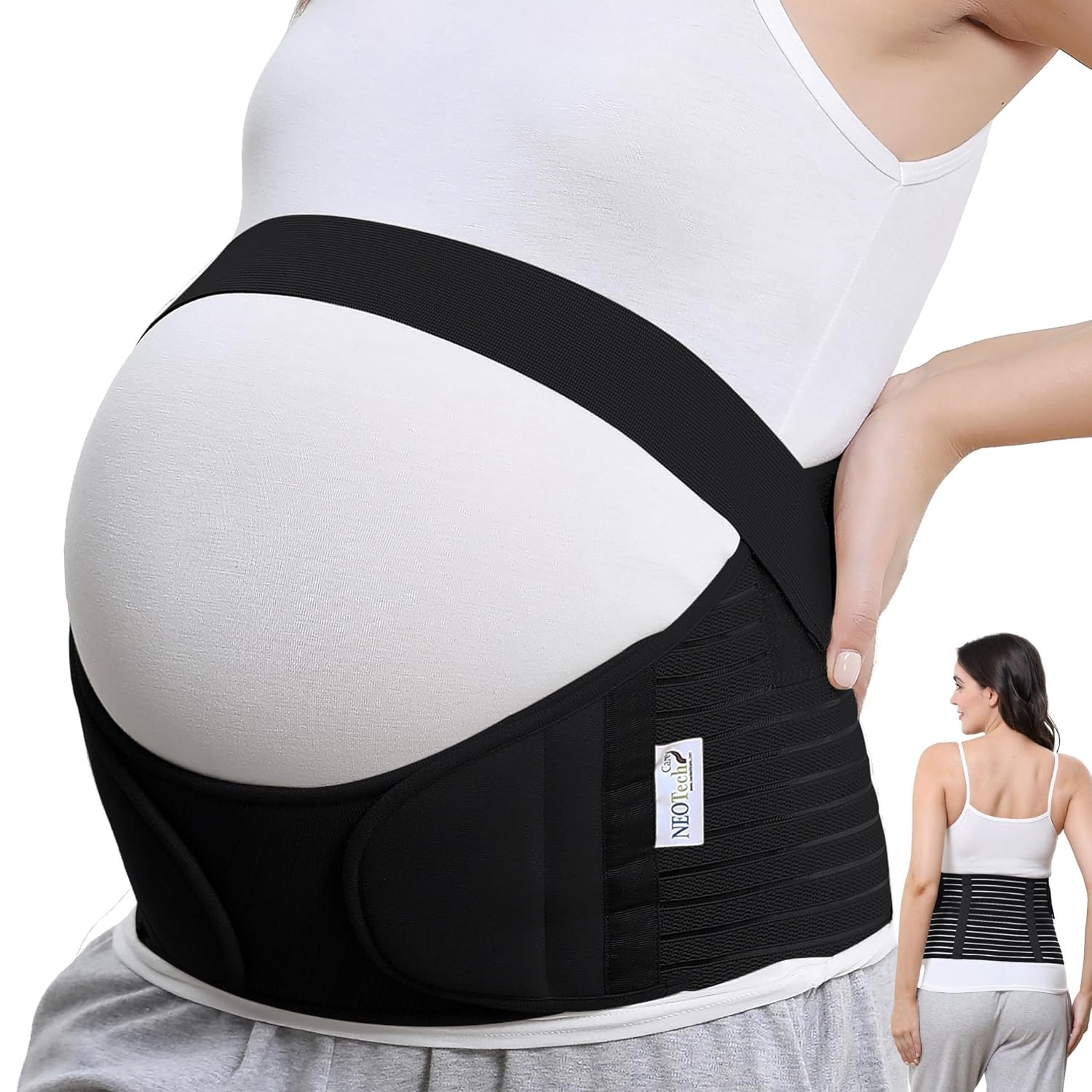 NeoTech Care Pregnancy Belly Band, Maternity Belt, for Pregnancy Belly Support, Back/Pelvic Support (Size M, Black Color)