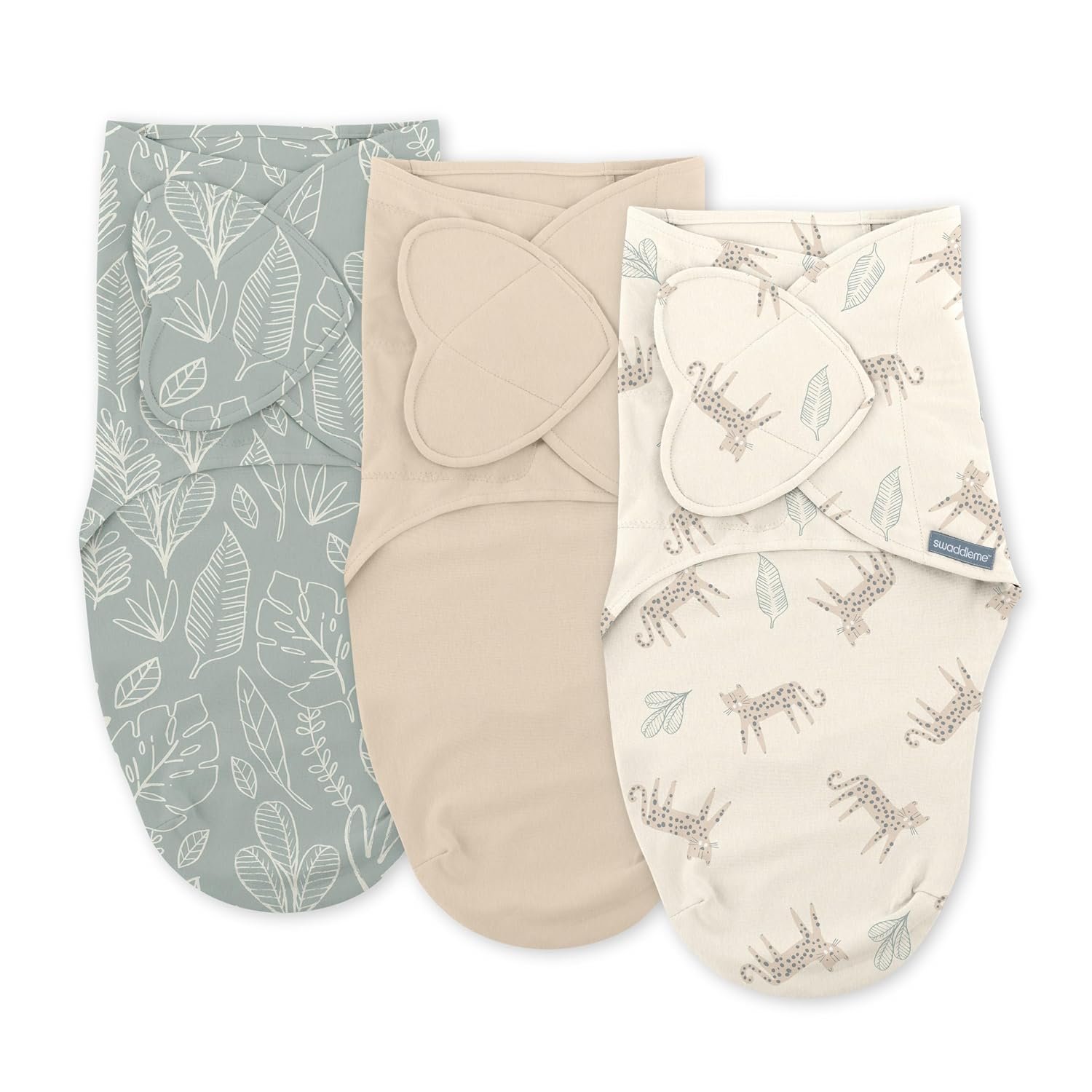 SwaddleMe by Ingenuity Monogram Collection Baby Swaddle, 100% Cotton, Improves Sleep & Calms Startle Reflex, 0-3 Months, Pocket Fold Design for Easy Changes, 1.0 TOG, 3-Pack – Born Free