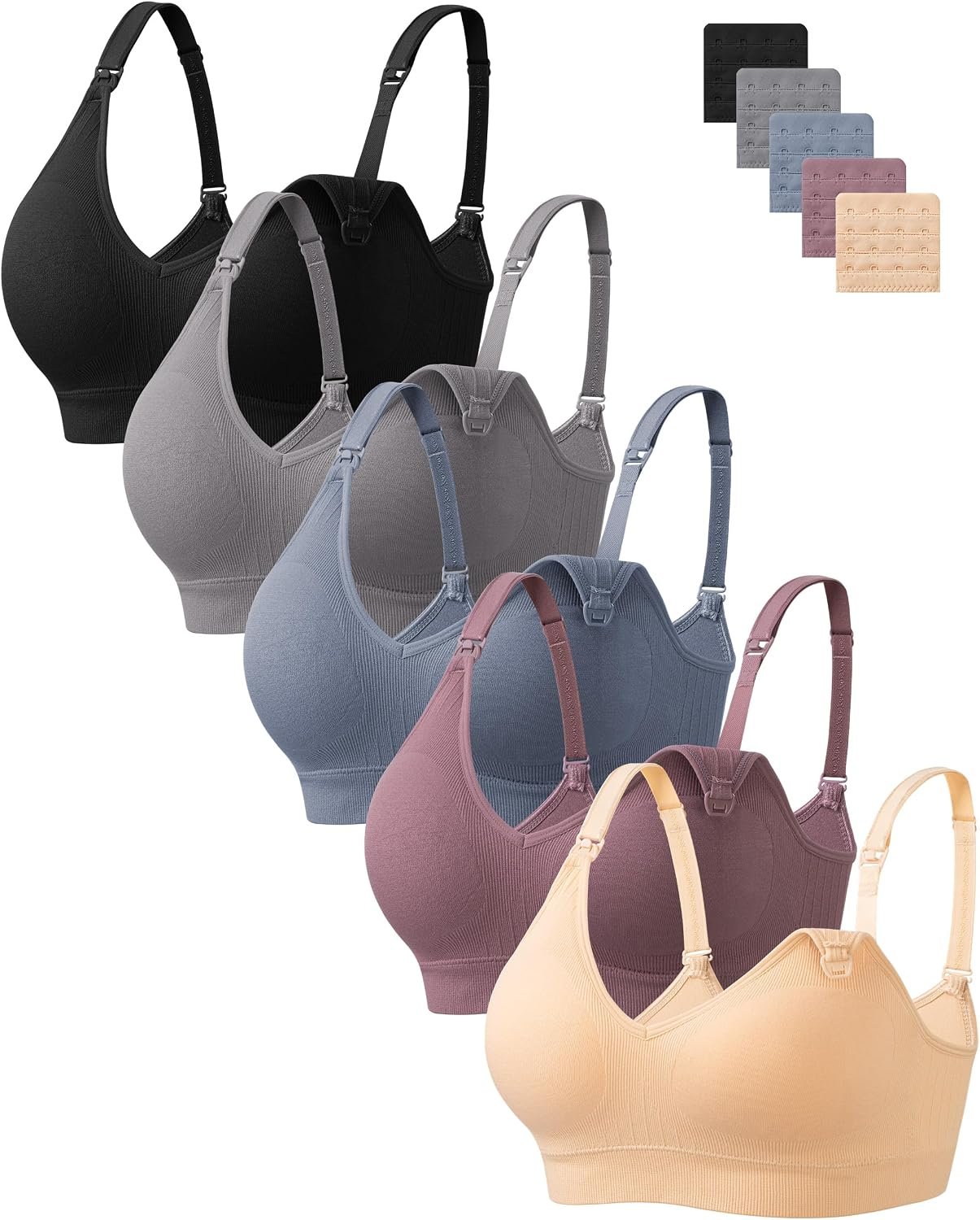 HBselect Nursing Bras for Breastfeeding Women Maternity Bras Seamless Wireless Pregnancy Sleep Bra with Bra Extenders