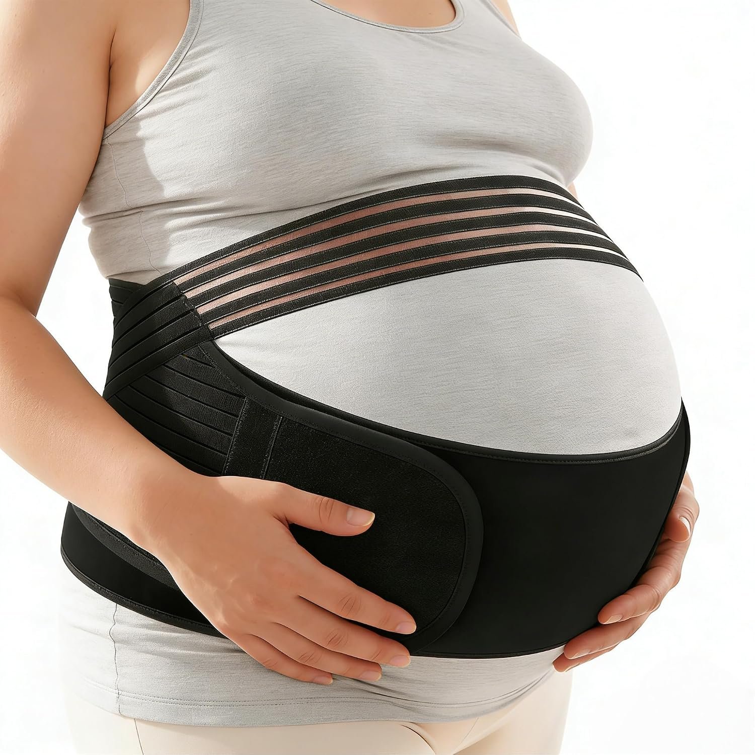 Plus Size Pregnancy Belly Band, 3XL/4XL Maternity Support Belt for Belly, Waist & Back Pain Relief, Adjustable & Breathable for Pregnant Moms (Fits Waist 43″-59″)