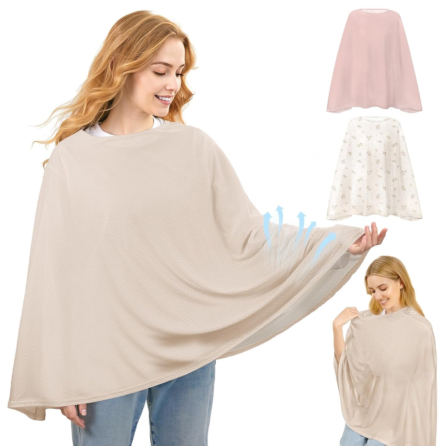 Basumee Nursing Cover for Breastfeeding Breathable Mesh 360 Full Privacy Nursing Wrap Multi-Use Breast Feeding Covers for Women Moms Feeding Essentials, 1 Pack