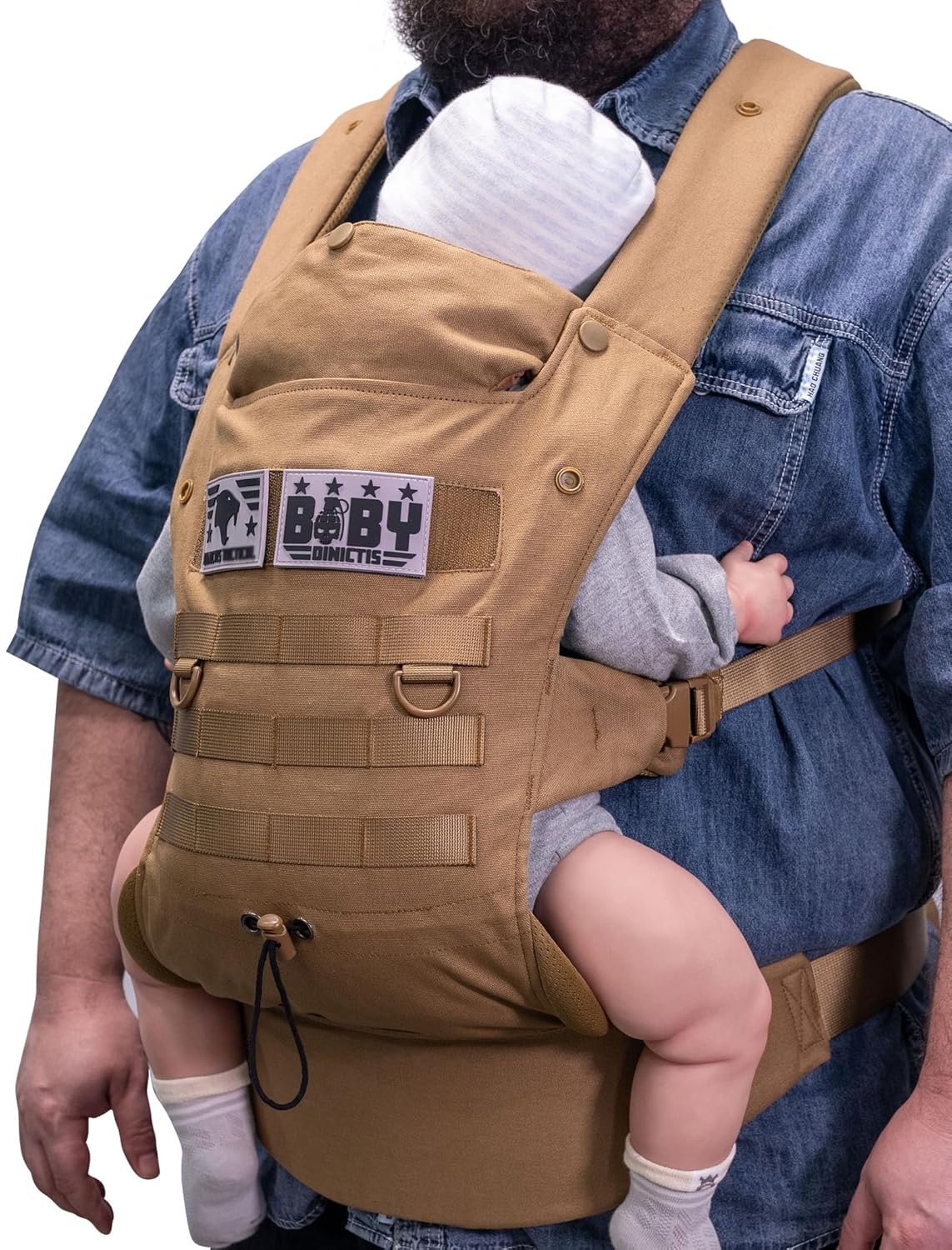 Ergonomic Lumbar Support Baby Carrier for Infants to Toddlers (8-33 lbs), Cozy and Lightweight Military Baby Carrier for Big and Tall Parents-Coyote Brown