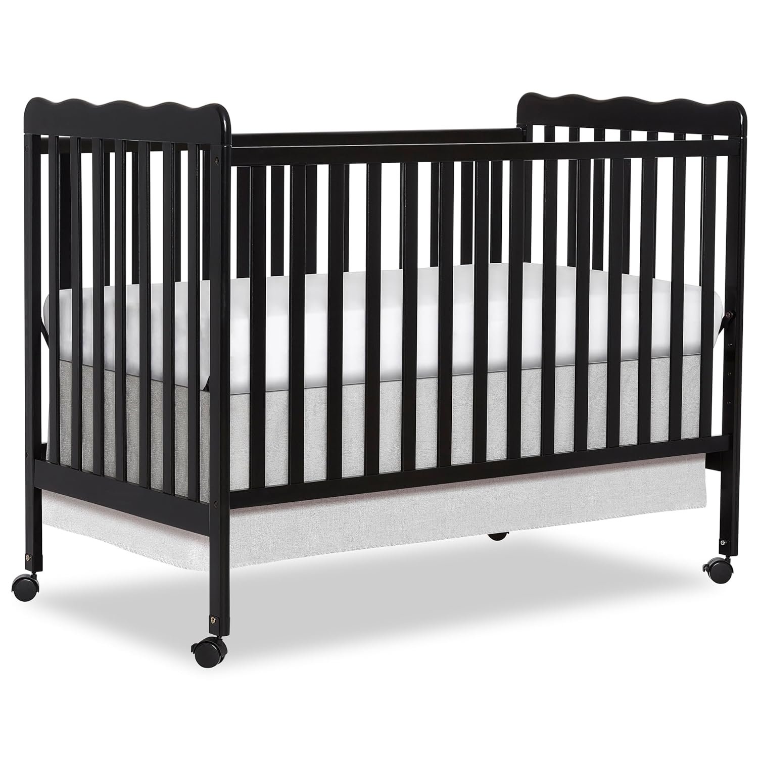 Dream On Me Carson Classic 3-in-1 Convertible Full-Size Baby Crib in Black, GreenGuard Gold & BSA, 4 Mattress Heights, Converts to Day & Toddler Bed, Locking Wheels, Classic Nursery Design