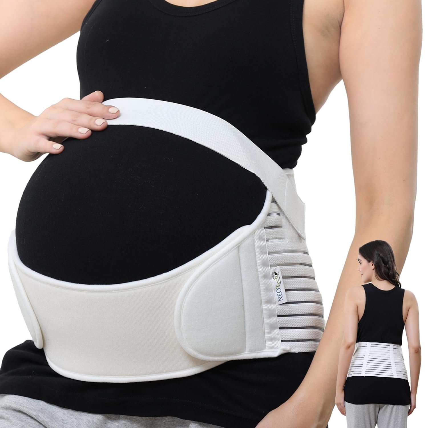 NeoTech Care Pregnancy Belly Band, Maternity Belt, for Pregnancy Belly Support, Back/Pelvic Support (Size L, Ivory Color)