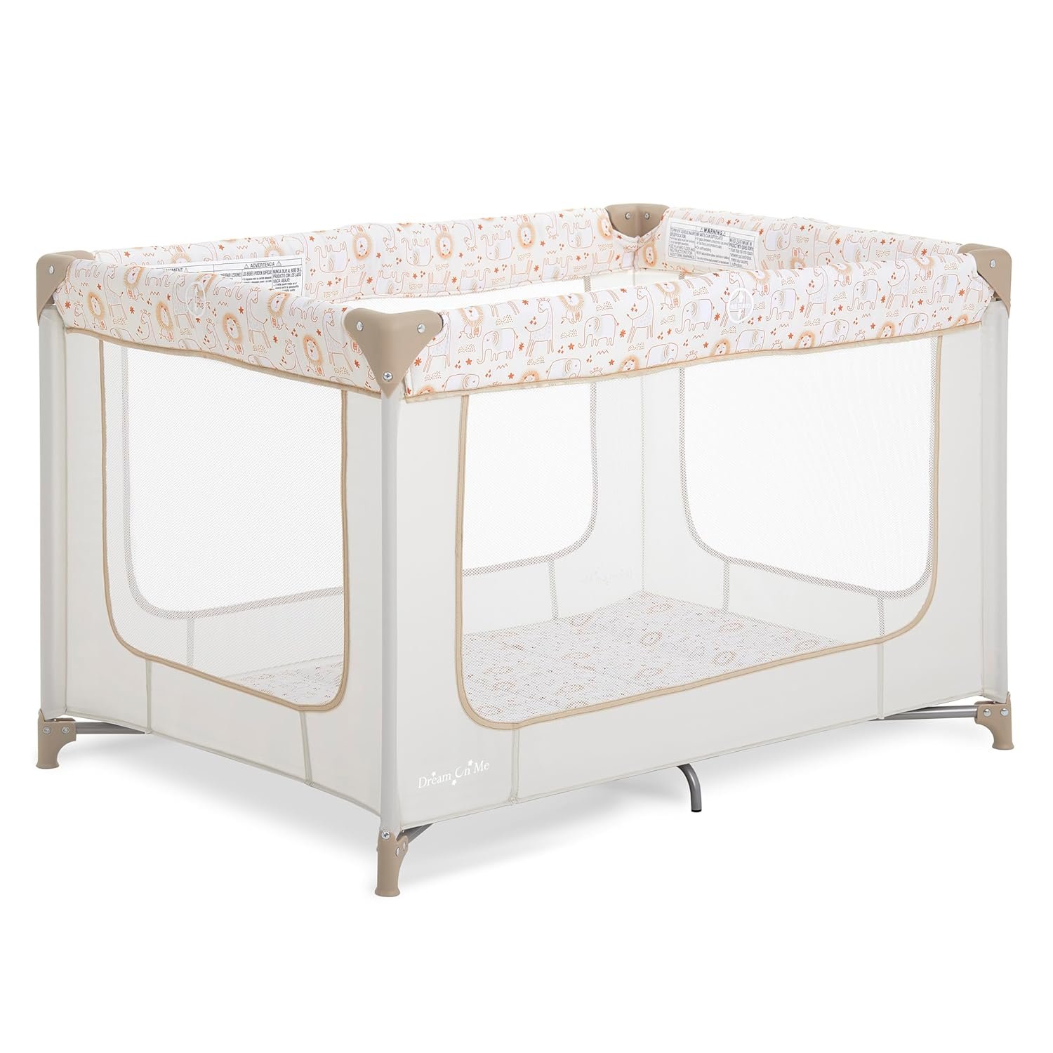 Dream On Me Zodiak Baby Playard, Breathable Mesh Sides, Soft Comfortable Mattress, Quick & Easy to Fold with Travel Carry Bag, Compact Space Saving Design – Beige