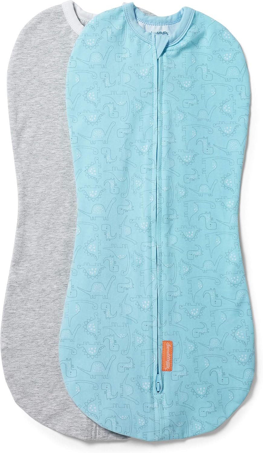 SwaddleMe by Ingenuity Compression Baby Swaddle Pod, Two-Way Zipper for Easy Diaper Changes, Improves Sleep & Calms Startle Reflex, 0-2 Months, 1.0 TOG, 2-Pack – Dino Jam