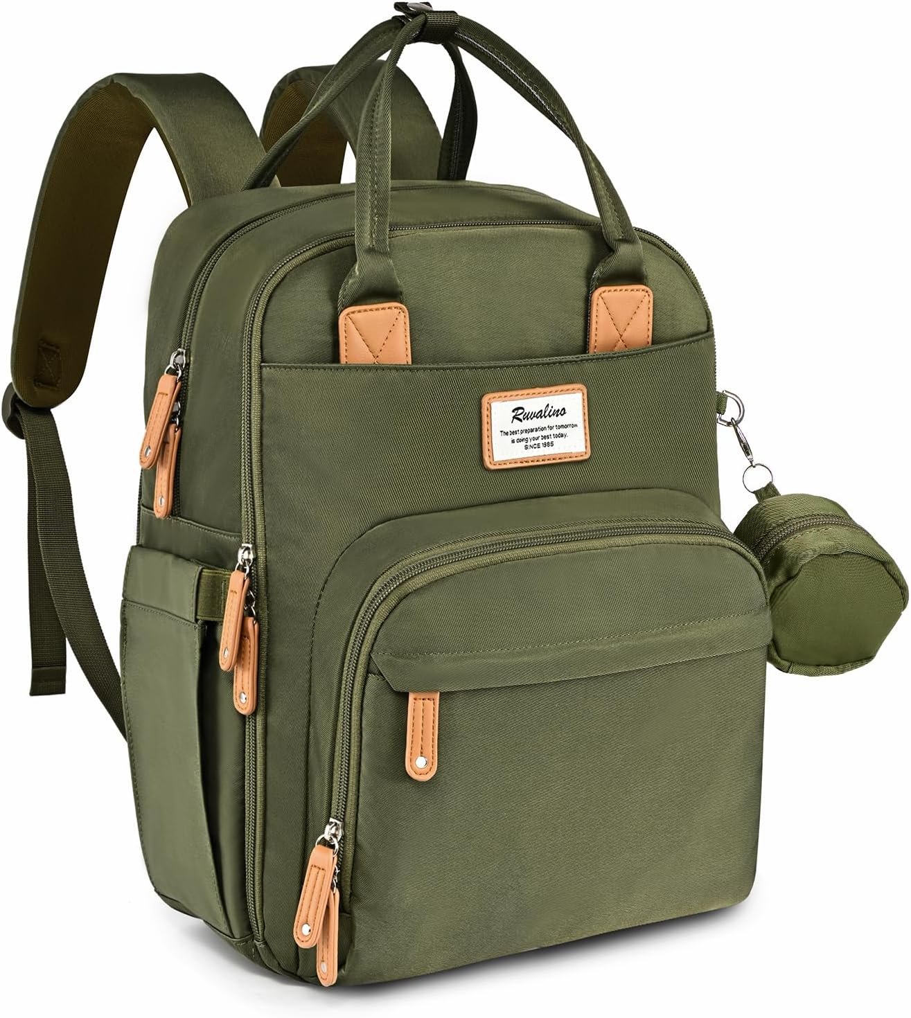 RUVALINO Diaper Bag Backpack – Multifunction Travel Back Pack Maternity Baby Changing Bags, Diaper Changing Totes, Large Capacity, Waterproof and Stylish, Baby Travel Essential, Army Green