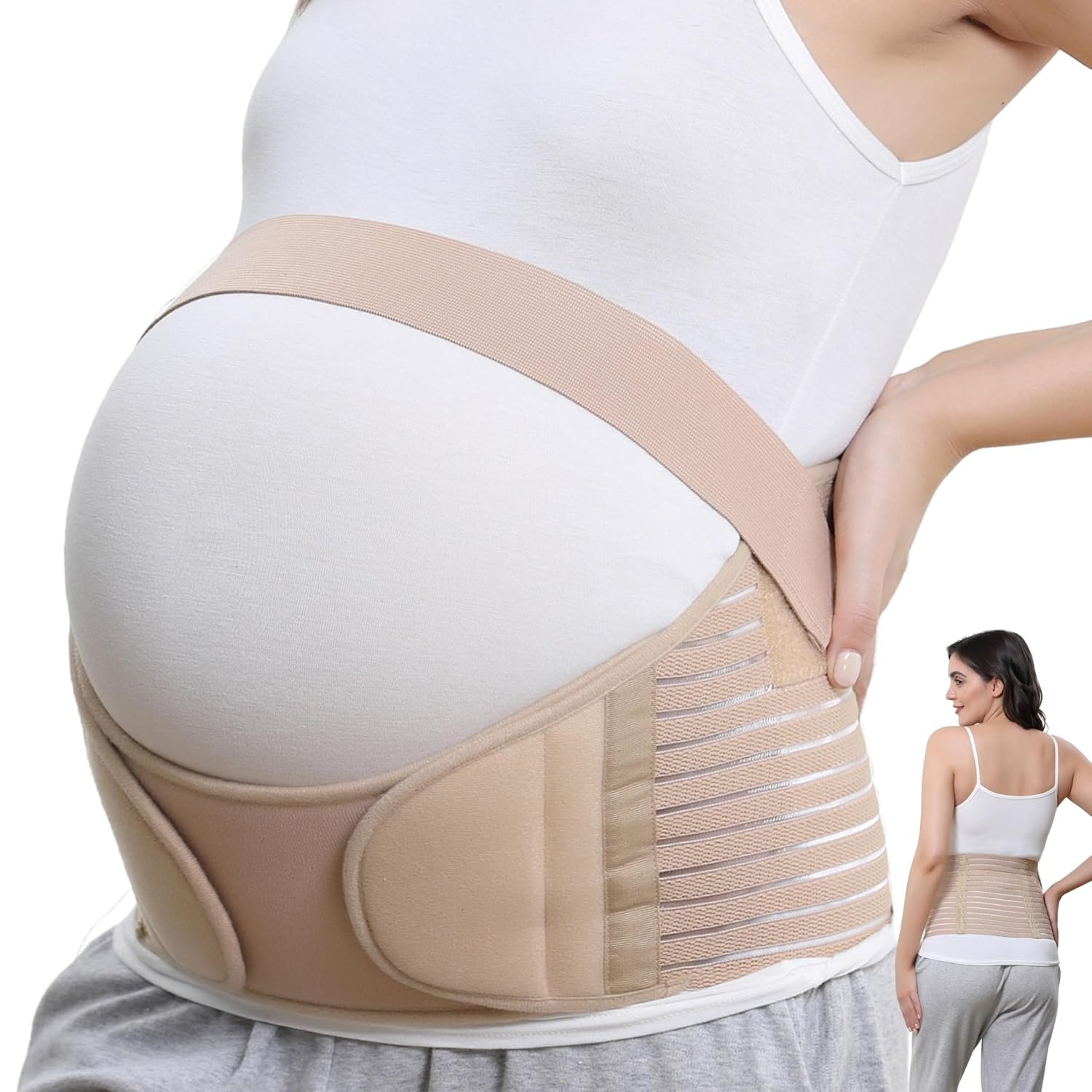 NeoTech Care Pregnancy Belly Band, Maternity Belt, for Pregnancy Belly Support, Back/Pelvic Support (Size L, Beige Color)