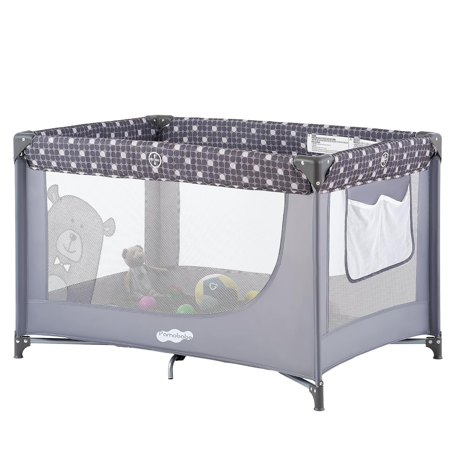 Pamo Babe Compact Pack and Play – Portable Crib for Baby, Lightweight Foldable Travel Playard with Mattress Pad & Carry Bag, Safe Breathable Travel playpen for Home, Trips & Family Visits
