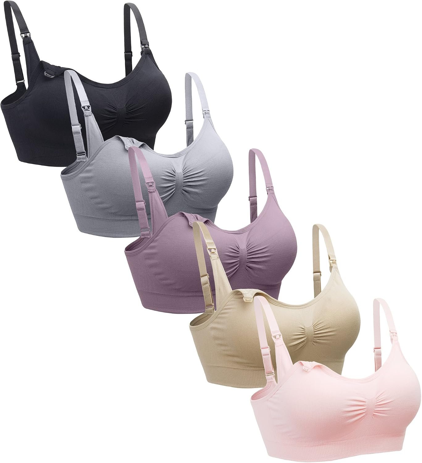 Suekaphin 5PACK Nursing Bra Wireless Bra Women’s Sleeping Maternity Bra Breastfeeding Bra