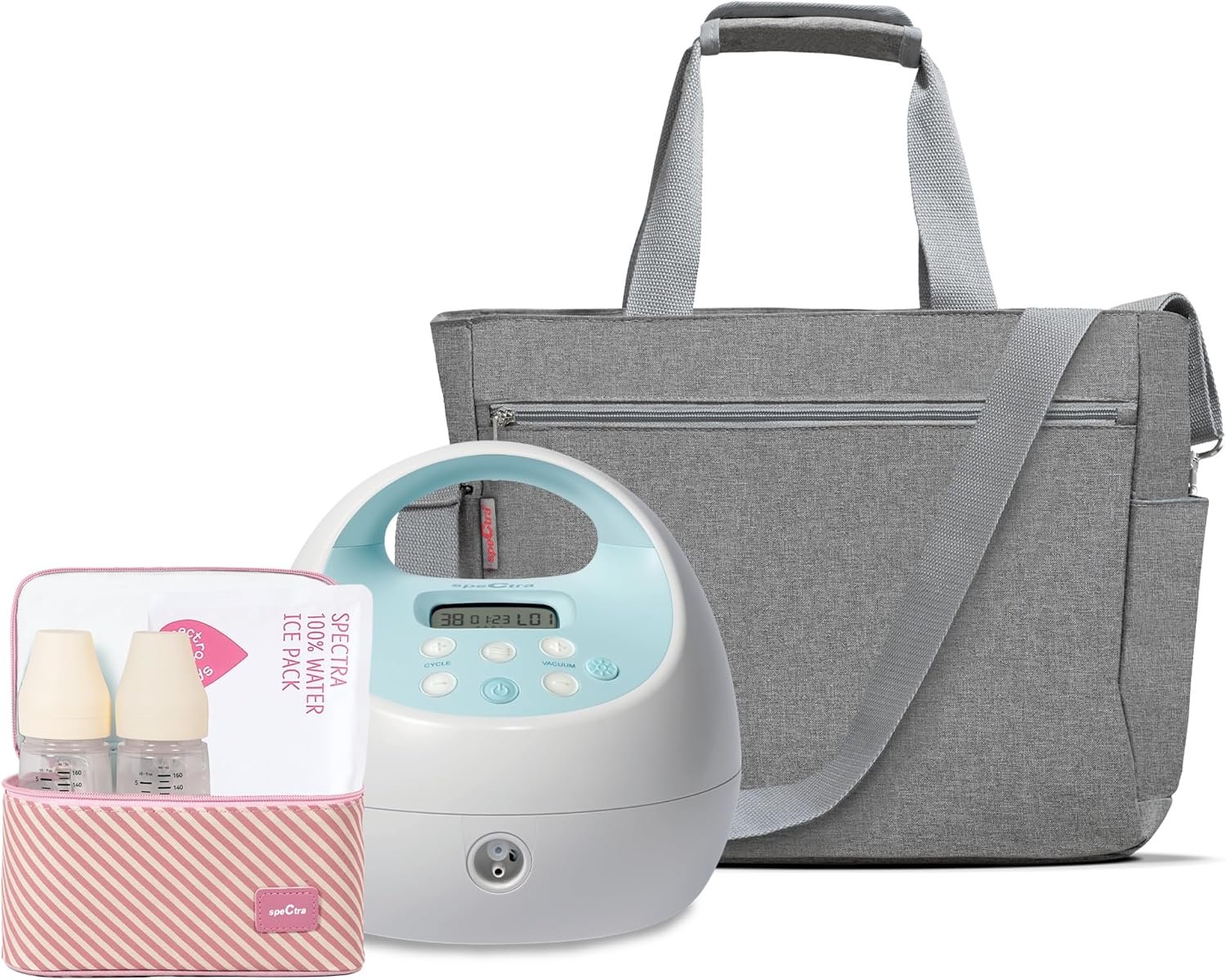 Spectra – S1 Plus Electric Breast Milk Pump with Tote Bag, Breast Milk Bottles and Cooler for Baby Feeding