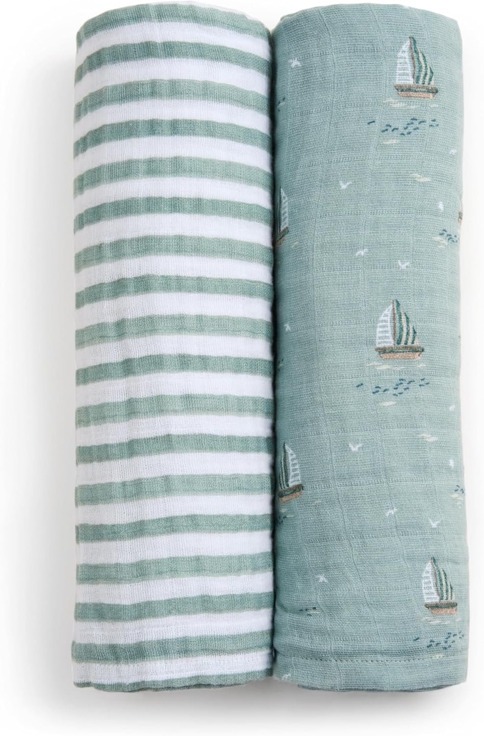 aden + anais Boutique Organic Cotton Muslin Swaddle 2 Pack, Breathable Baby Receiving Blanket, Soft and Lightweight Wrap, Diaper Bag Must Have, Sailing Seas